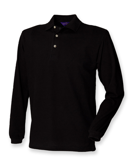 Henbury Long Sleeved Cotton Piqué Polo Shirt