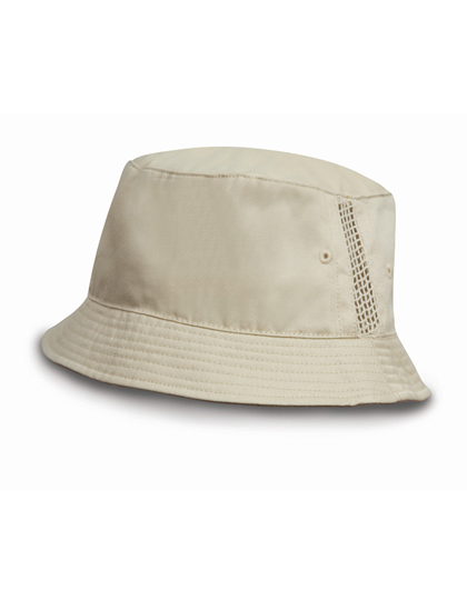Result Headwear Deluxe Washed Cotton Bucket Hat With Side Mesh Panels Result Headwear Deluxe Washed Cotton Bucket Hat With Side Mesh Panels