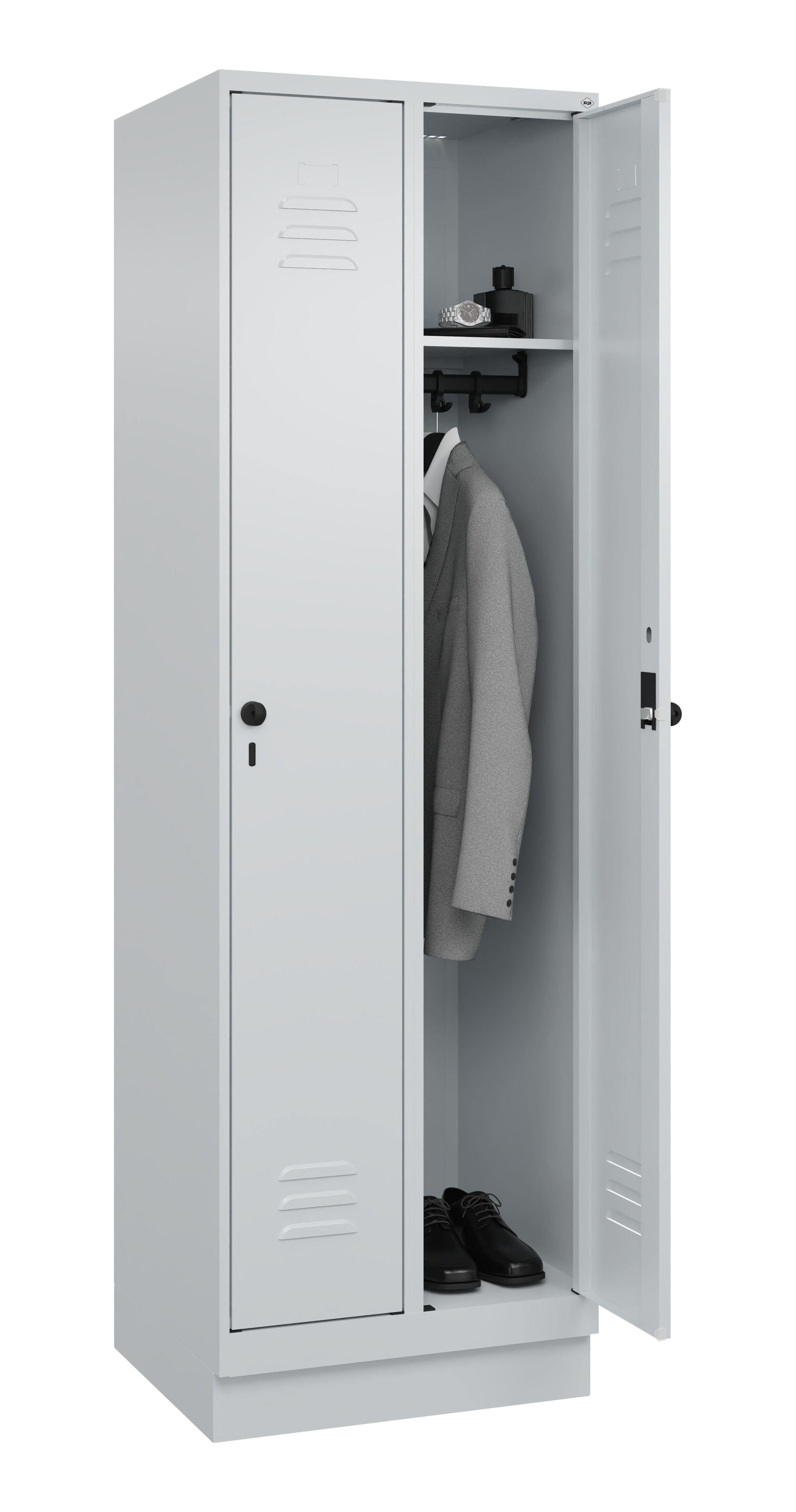Spind Classic Plus, Sockel, 2 Abteile, 1950x600x500mm