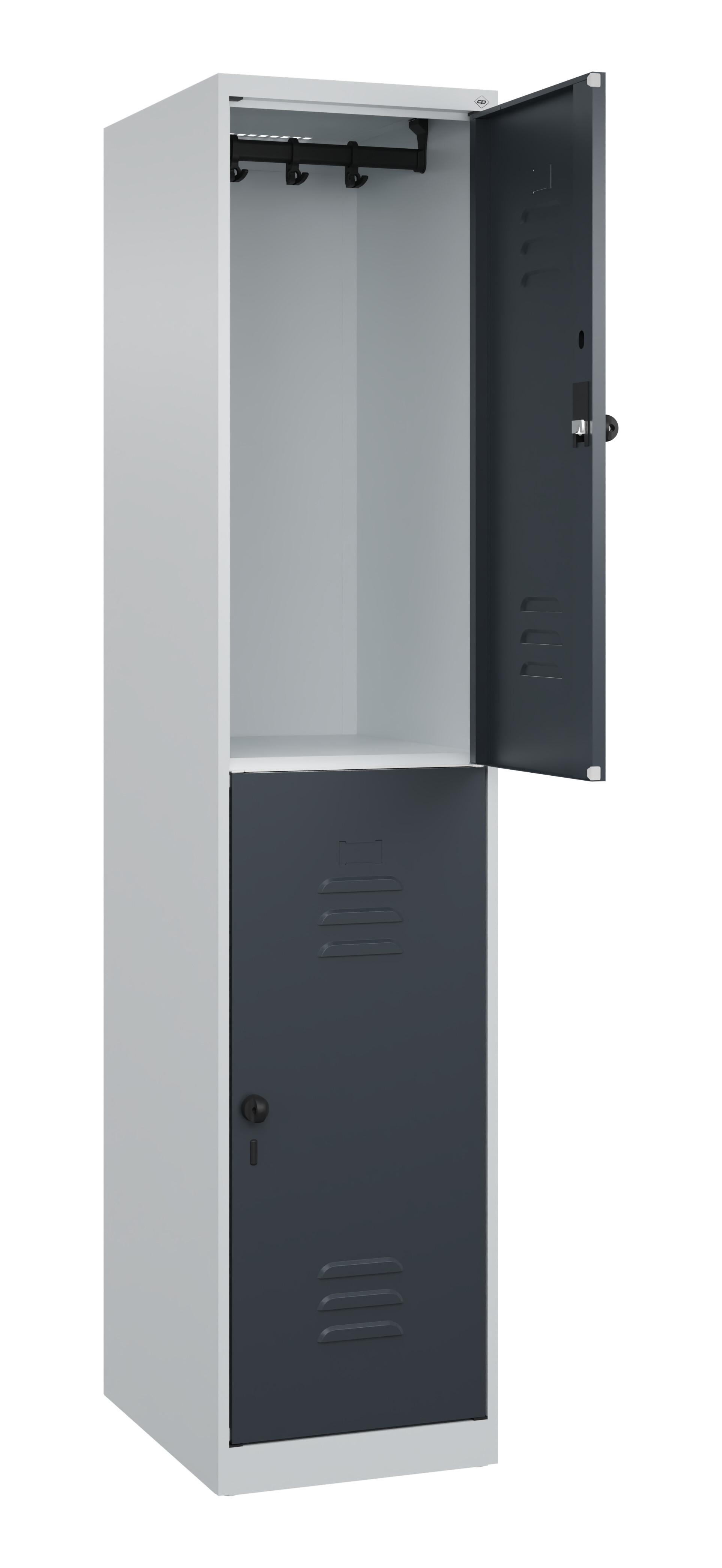 Doppelstock-Spind Classic Plus, 2 Fächer, 1850x400x500mm