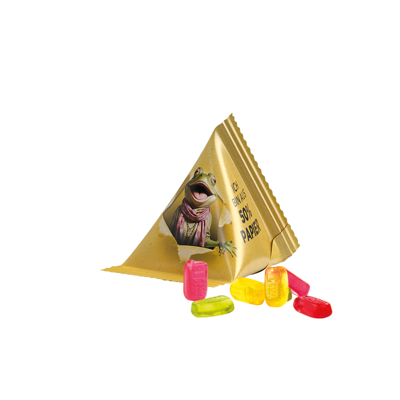 Fruchtgummi Tetraeder Papierfolie weiß Trolli Fruchtgummi Handy