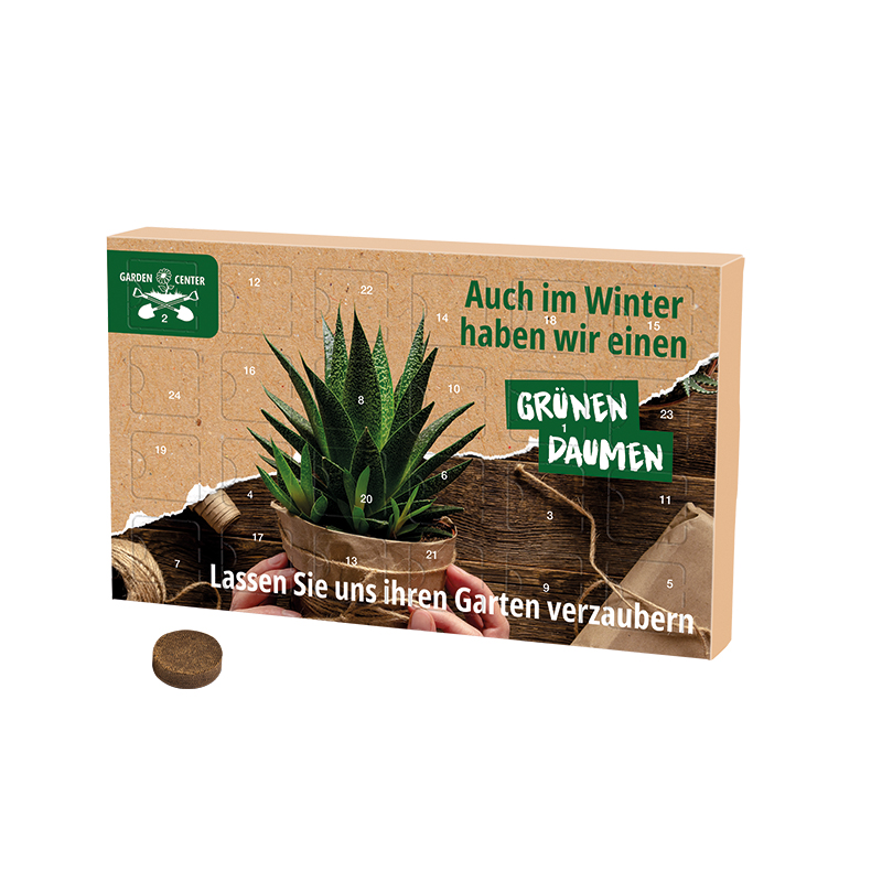Wachsender Adventskalender Eco L Papierblister 24 Samentütchen & Substrattabletten