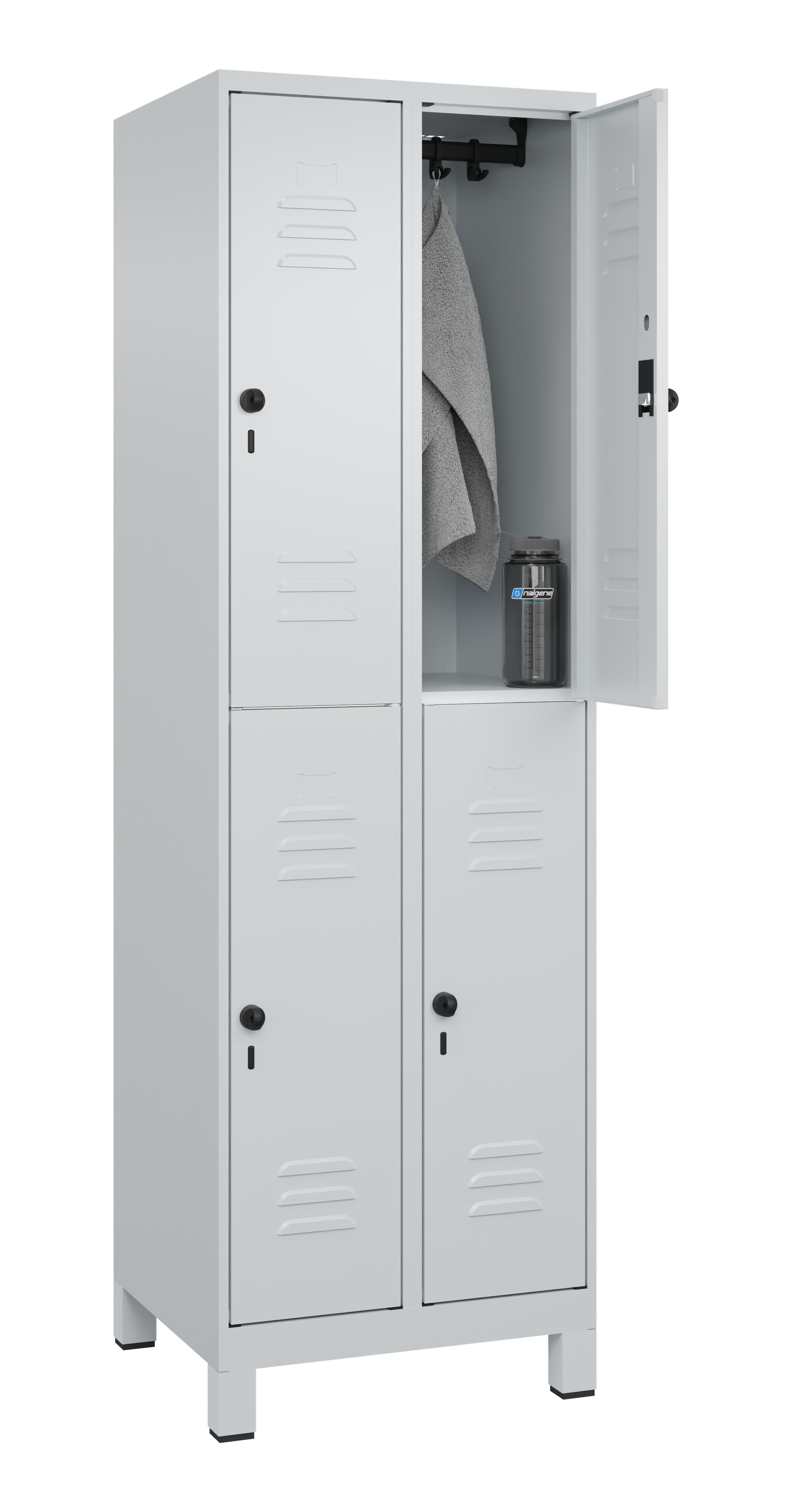 Doppelstock-Spind Classic Plus, Füße, 4 Fächer, 1950x600x500mm