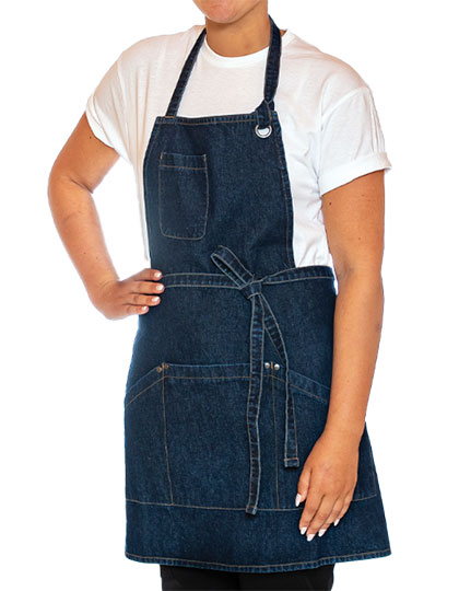 Le Chef Utility Apron Bib Washed Denim Le Chef Utility Apron Bib Washed Denim