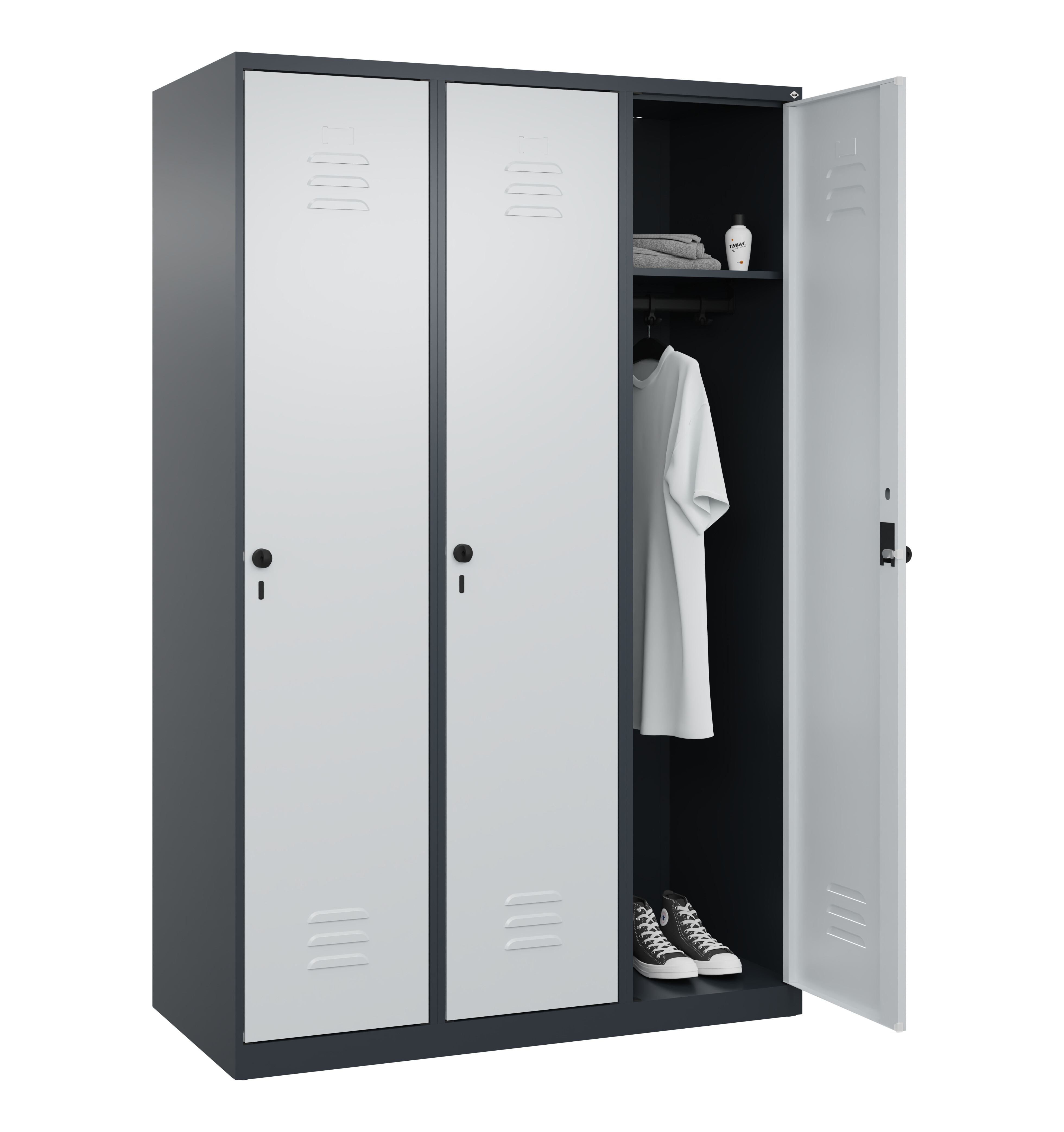 Spind Classic Plus, 3 Abteile, 1850x1200x500mm Spind Classic Plus, 3 Abteile, 1850x1200x500mm