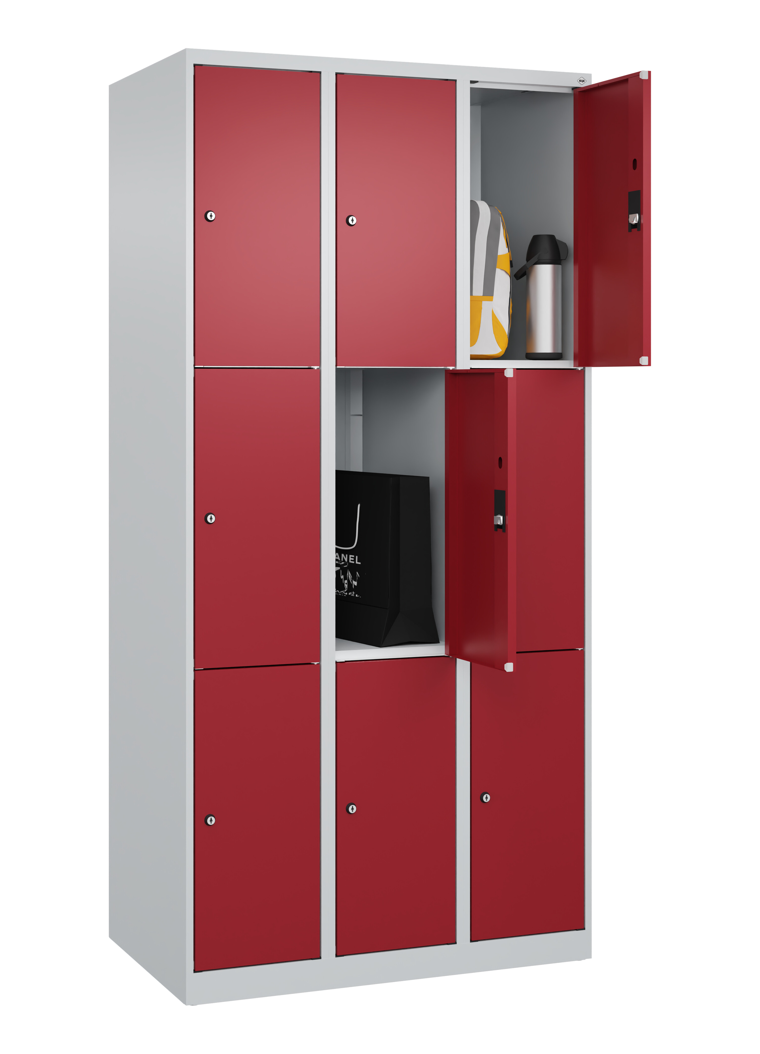 Schließfachschrank Classic Plus, 9 Fächer, 1850x900x500mm