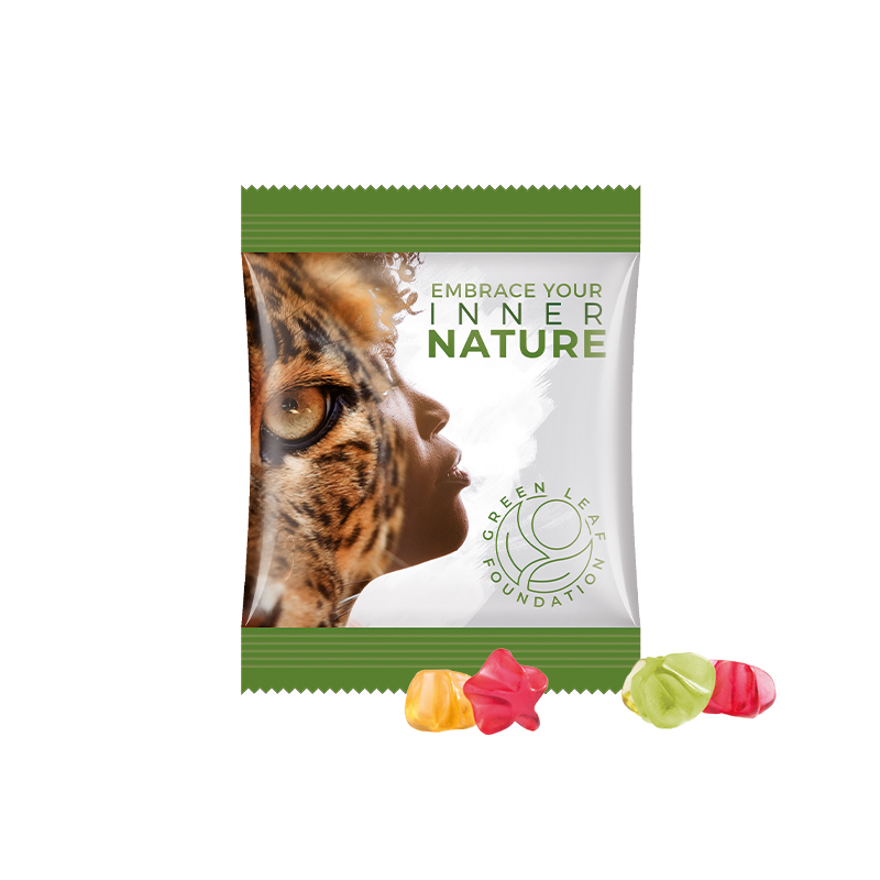 Minitüte 15 g kompostierbare Folie weiß Trolli Fruchtgummi Sterne Minitüte 15 g kompostierbare Folie weiß Trolli Fruchtgummi Sterne