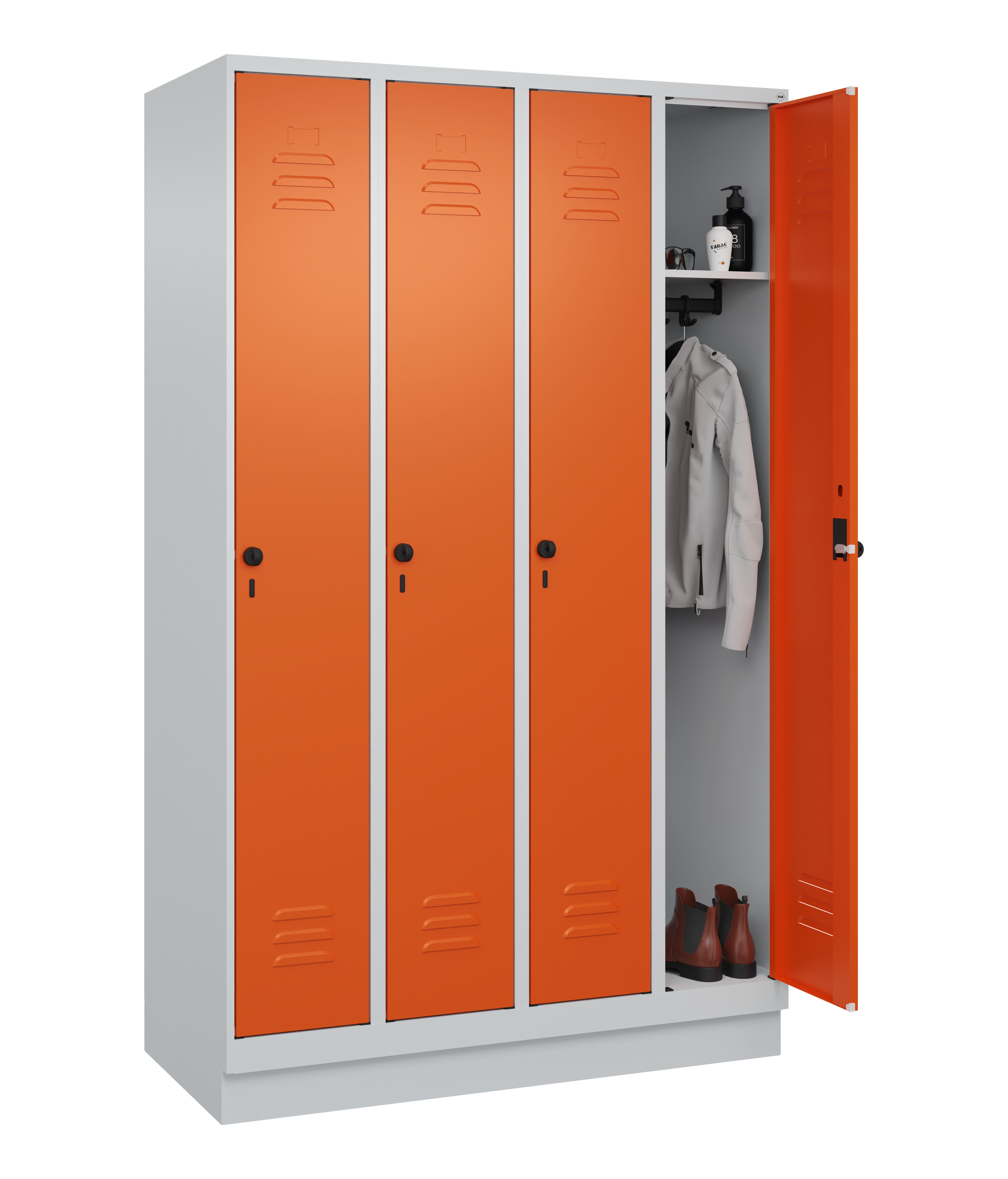 Spind Classic Plus, Sockel, 4 Abteile, 1950x1200x500mm