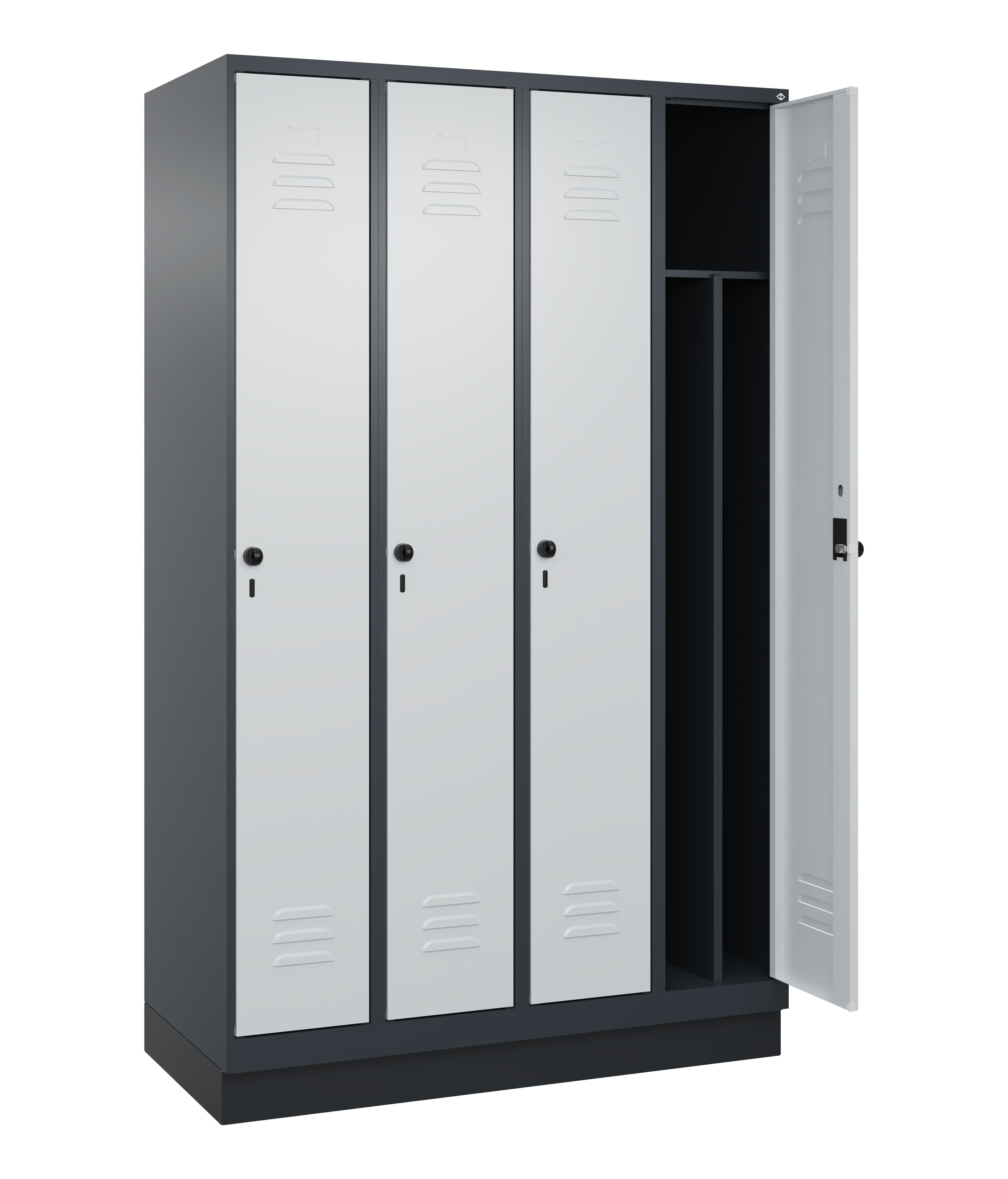 Spind Classic Plus, Sockel, 4 Abteile, 1950x1200x500mm