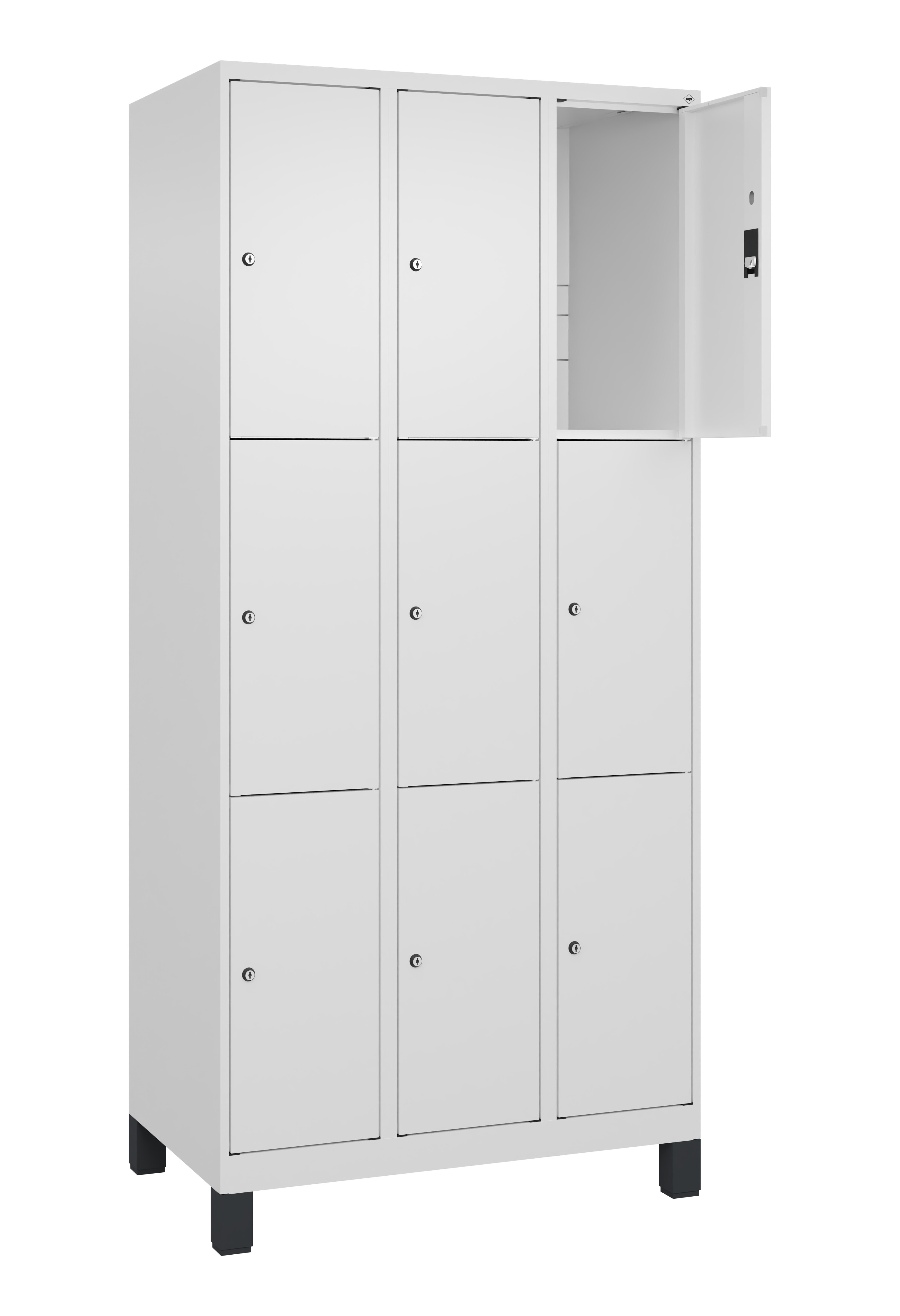Schließfachschrank Classic Plus, Füße, 9 Fächer, 1950x900x500mm
