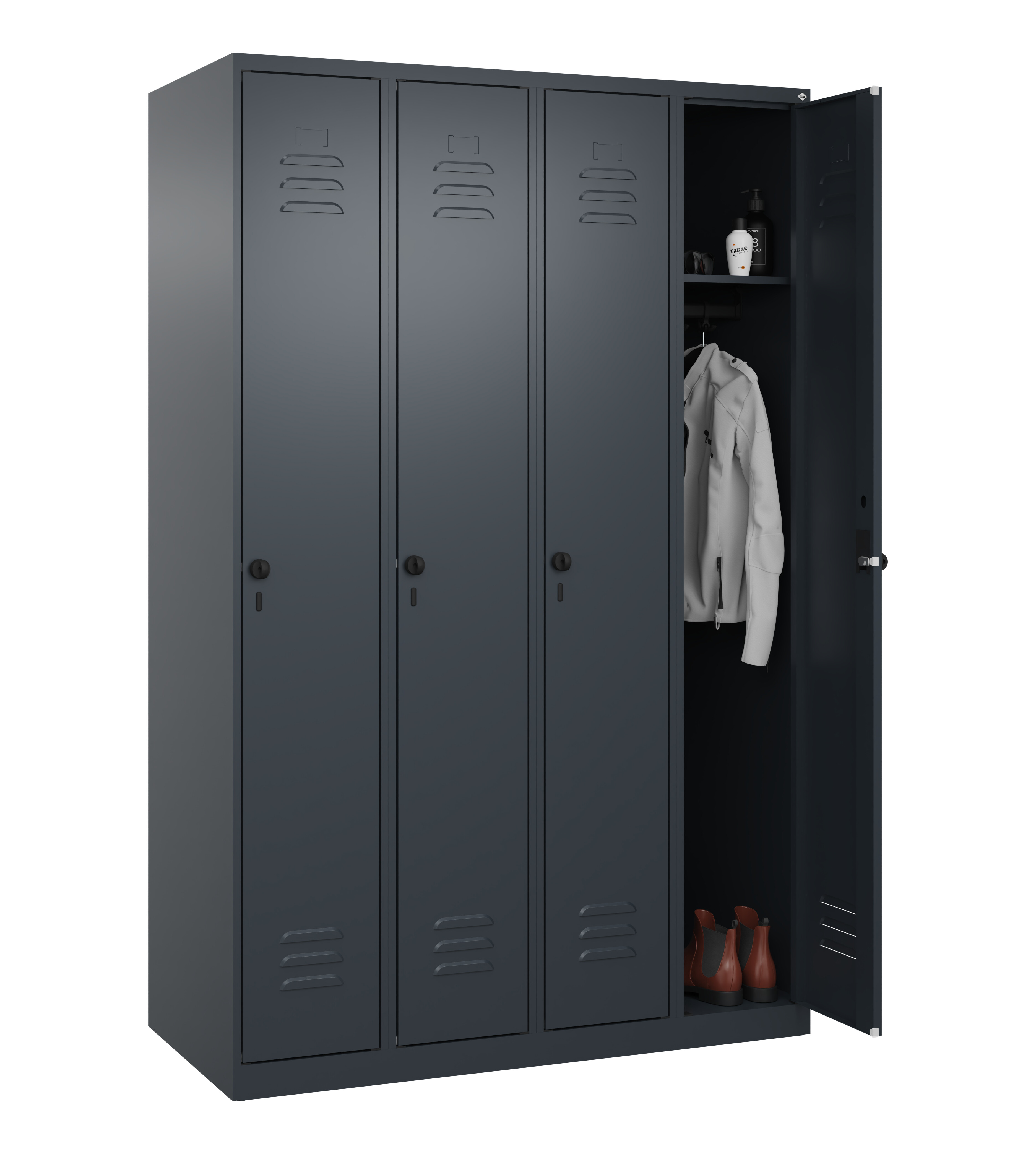 Spind Classic Plus, 4 Abteile, 1850x1200x500mm Spind Classic Plus, 4 Abteile, 1850x1200x500mm