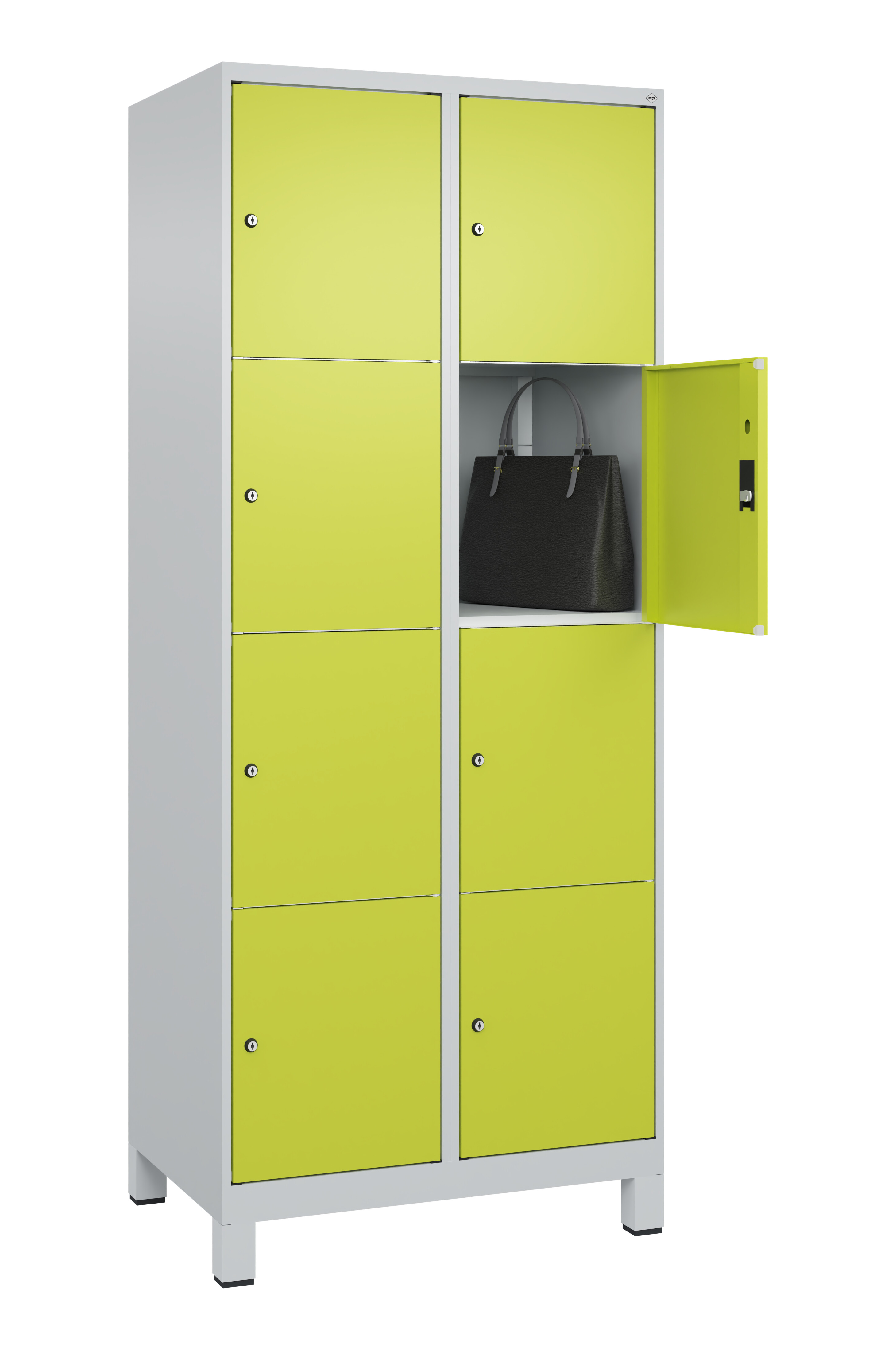 Schließfachschrank Classic Plus, Füße, 8 Fächer, 1950x800x500mm