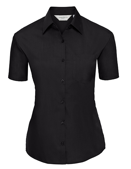 Russell Collection Ladies´ Short Sleeve Poly-Cotton Easy Care Poplin Shirt Russell Collection Ladies´ Short Sleeve Poly-Cotton Easy Care Poplin Shirt