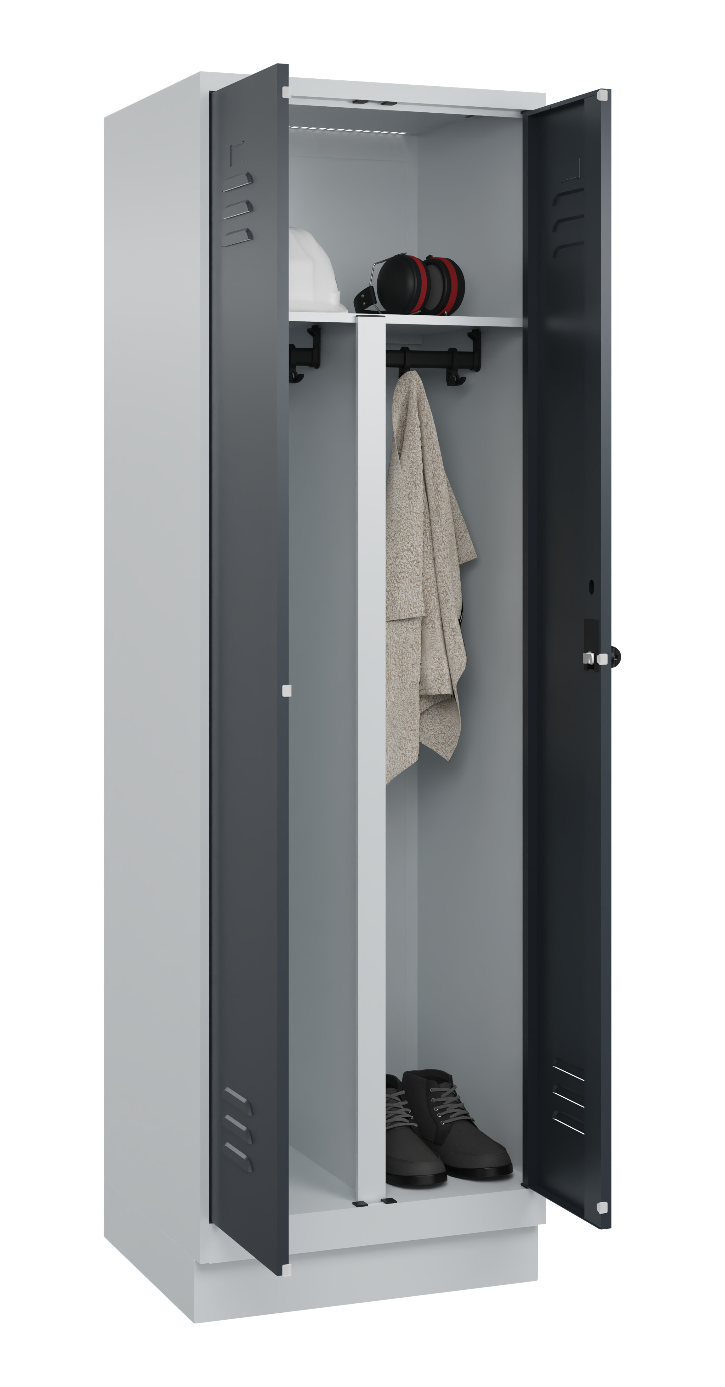 PSA Doppel-Spind Classic Plus, Sockel, 2 Abteile, 1950x600x500mm PSA Doppel-Spind Classic Plus, Sockel, 2 Abteile, 1950x600x500mm