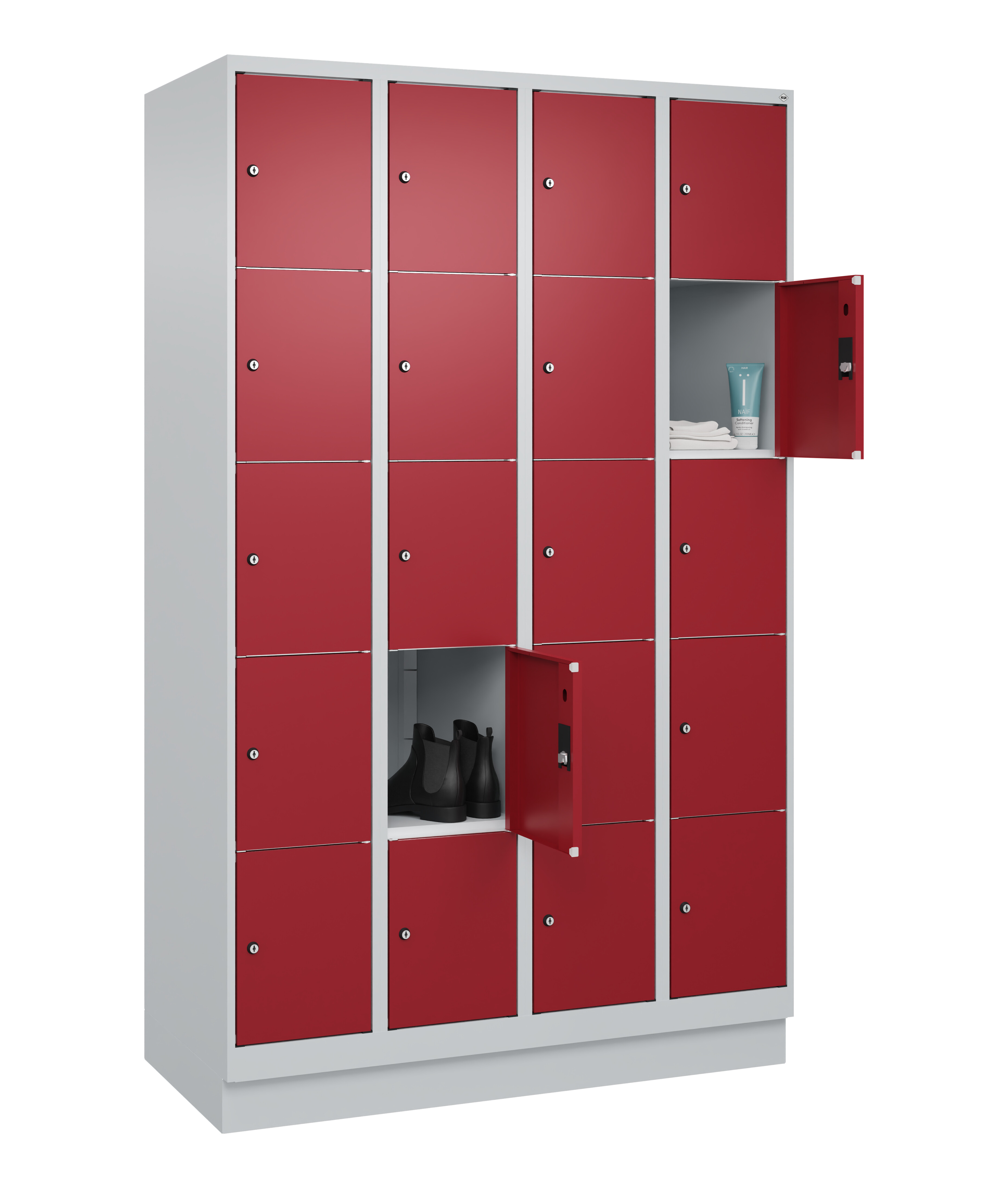 Schließfachschrank Classic Plus, Sockel, 20 Fächer, 1950x1200x500mm Schließfachschrank Classic Plus, Sockel, 20 Fächer, 1950x1200x500mm