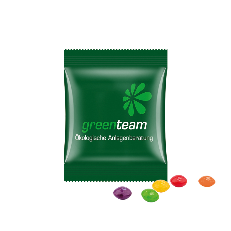 Minitüte 10 g kompostierbare Folie weiß Skittles Fruits Kaubonbons Minitüte 10 g kompostierbare Folie weiß Skittles Fruits Kaubonbons