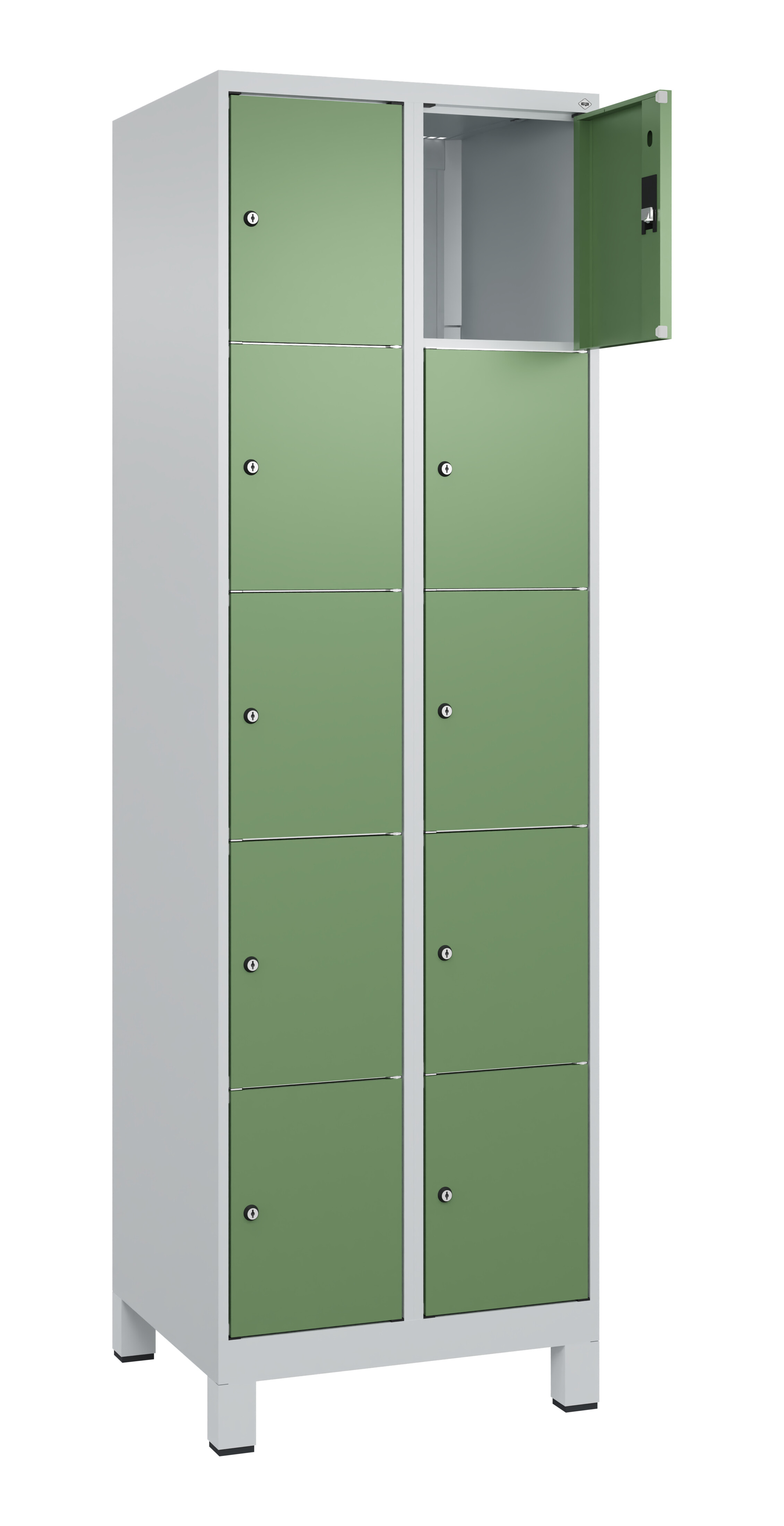 Schließfachschrank Classic Plus, Füße, 10 Fächer, 1950x600x500mm Schließfachschrank Classic Plus, Füße, 10 Fächer, 1950x600x500mm