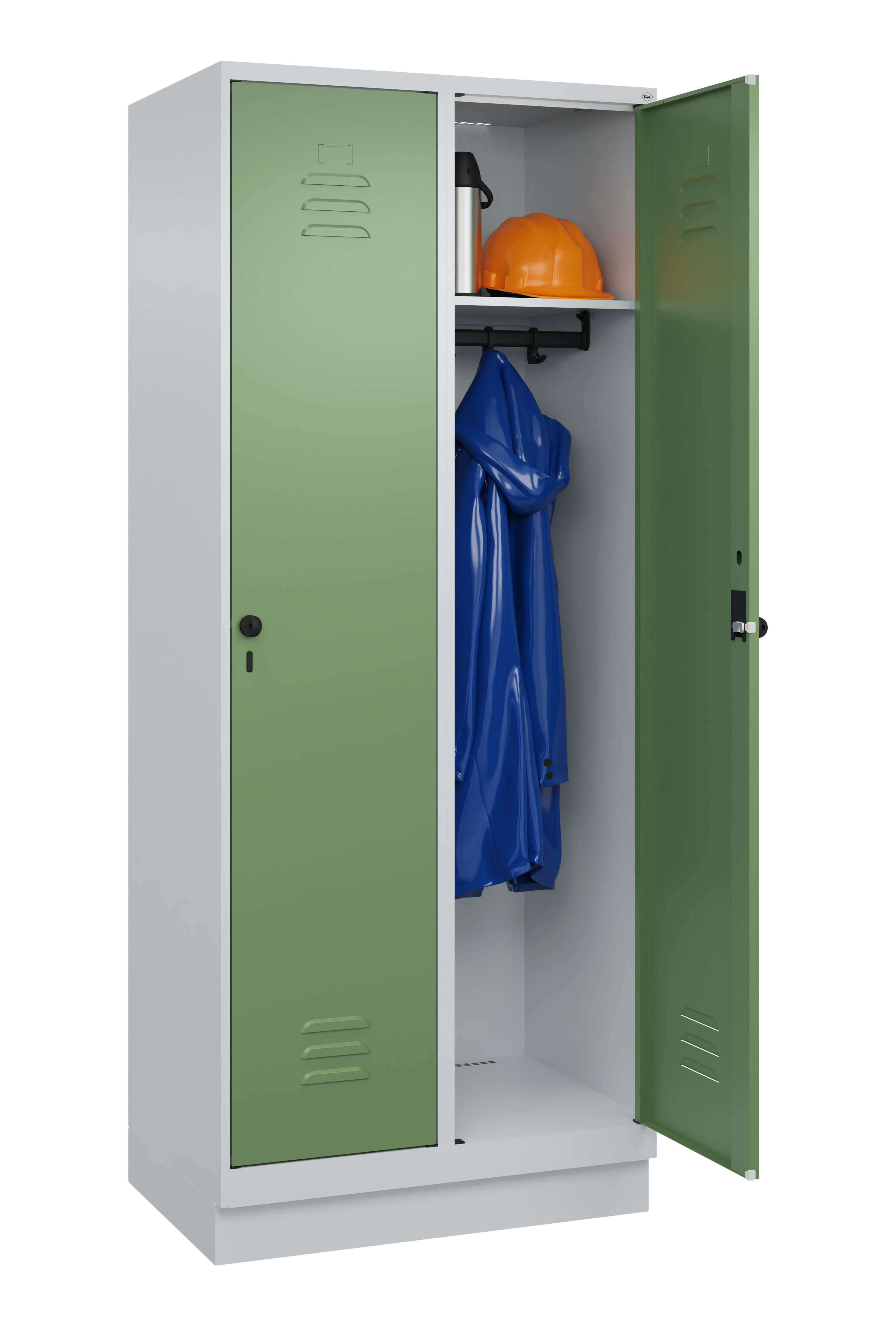 Spind Classic Plus, Sockel, 2 Abteile, 1950x800x500mm Spind Classic Plus, Sockel, 2 Abteile, 1950x800x500mm