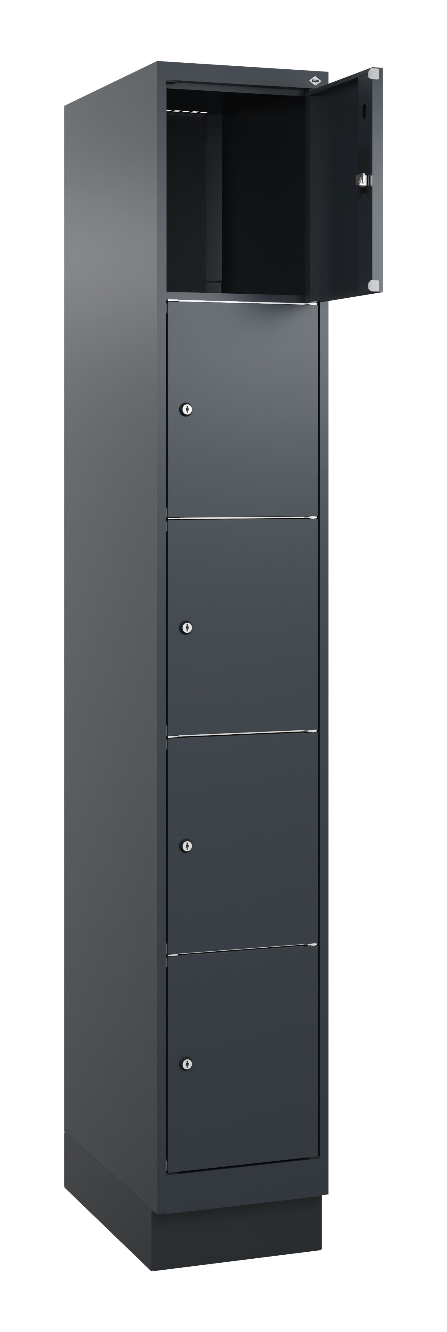 Schließfachschrank Classic Plus, Sockel, 5 Fächer, 1950x300x500mm Schließfachschrank Classic Plus, Sockel, 5 Fächer, 1950x300x500mm