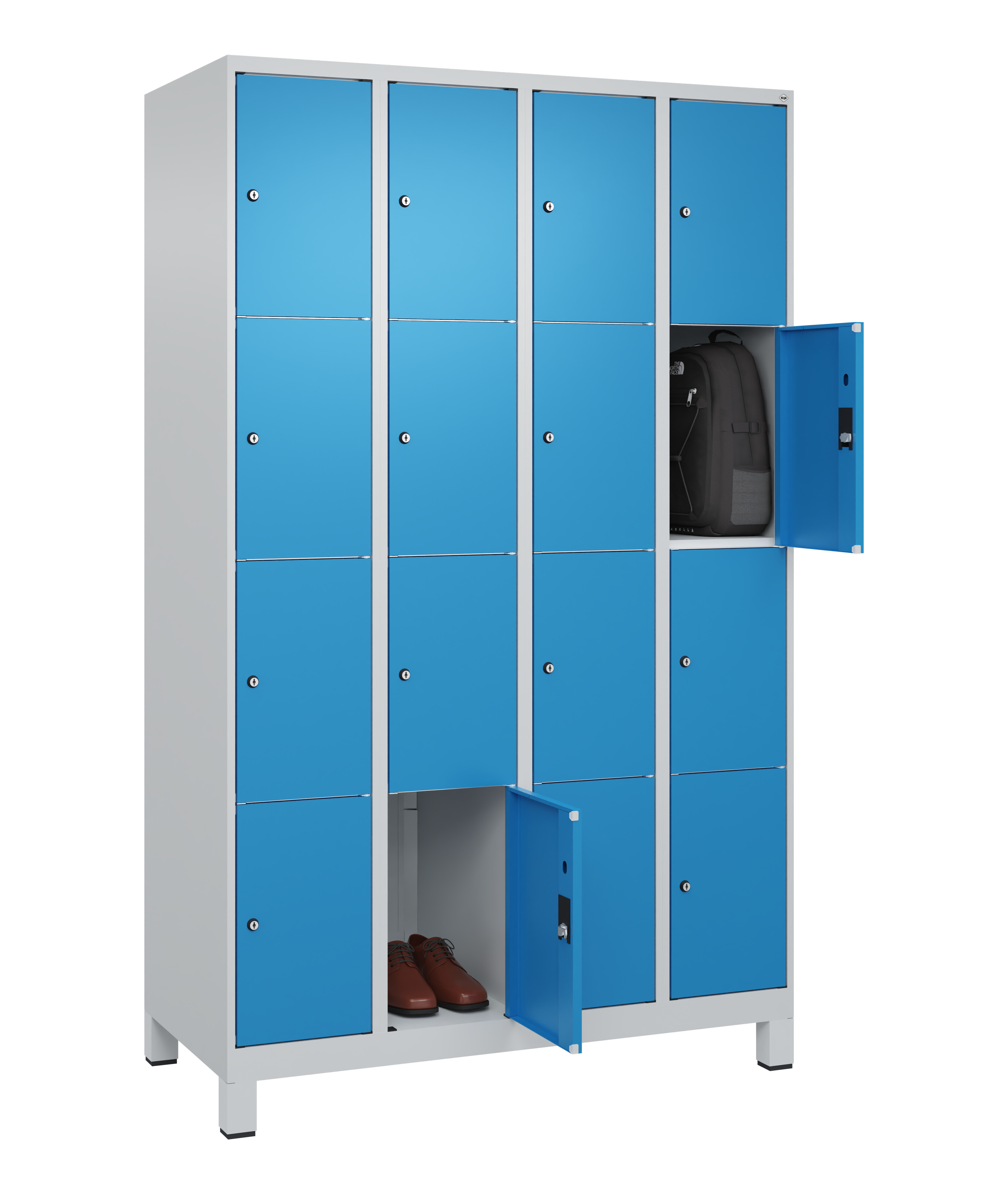 Schließfachschrank Classic Plus, Füße, 16 Fächer, 1950x1200x500mm Schließfachschrank Classic Plus, Füße, 16 Fächer, 1950x1200x500mm