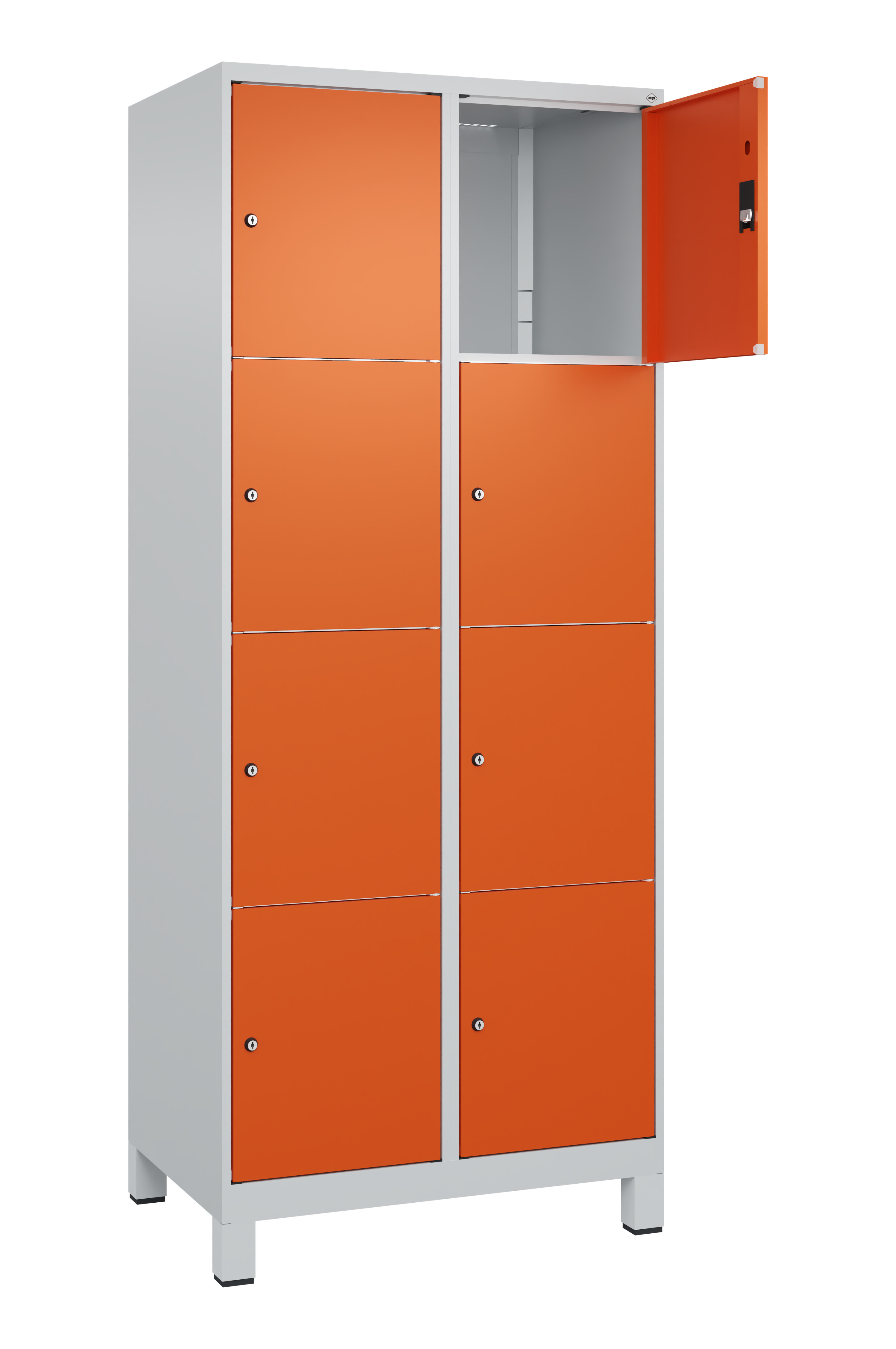 Schließfachschrank Classic Plus, Füße, 8 Fächer, 1950x800x500mm