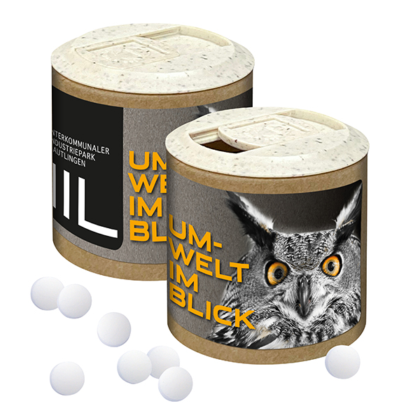 Papier-Werbedose mit Stevia* Pfefferminz Papier-Werbedose mit Stevia* Pfefferminz