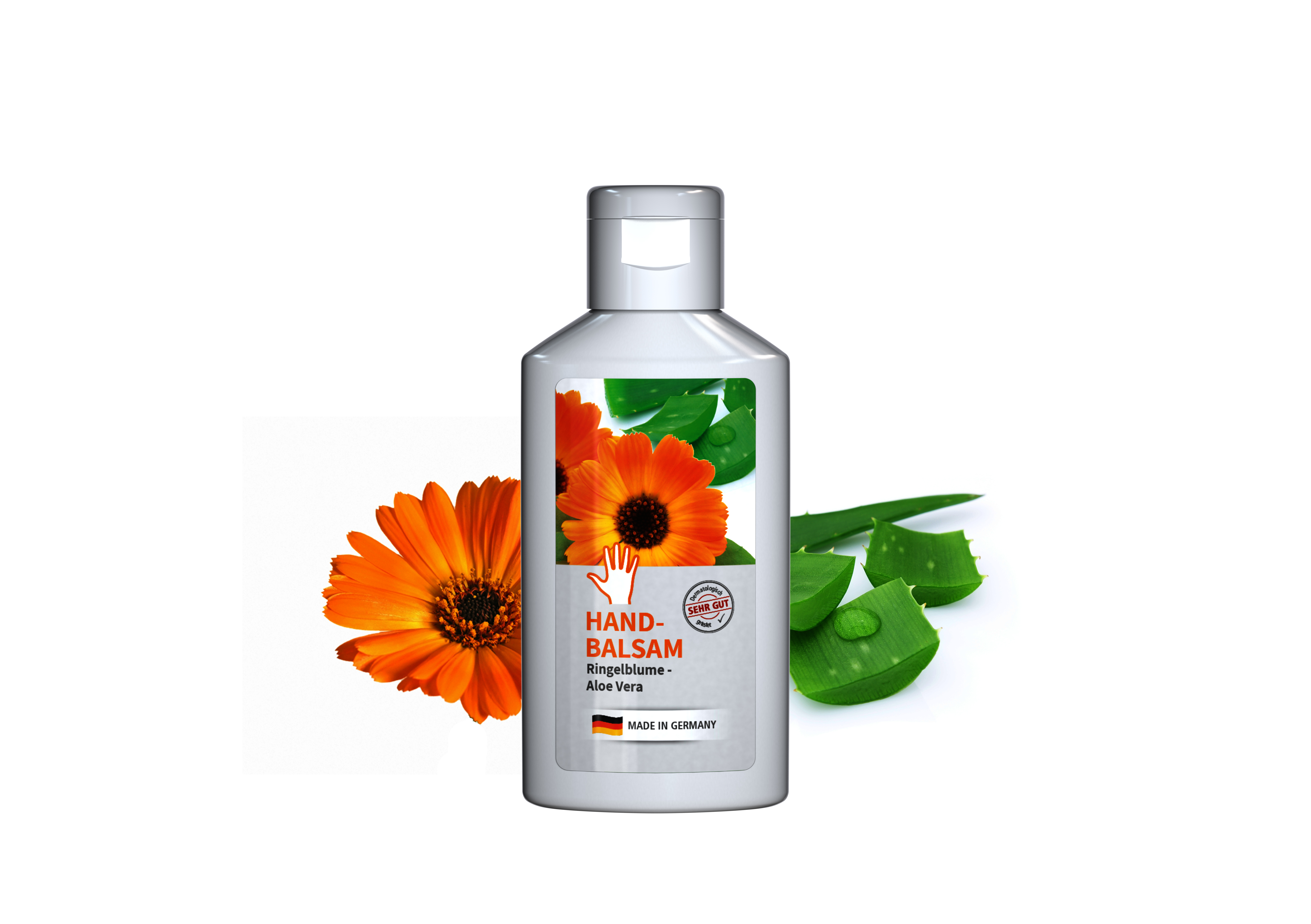 50 ml Flasche weiß - Handbalsam Ringelblume - Aloe Vera - Body Label 50 ml Flasche weiß - Handbalsam Ringelblume - Aloe Vera - Body Label