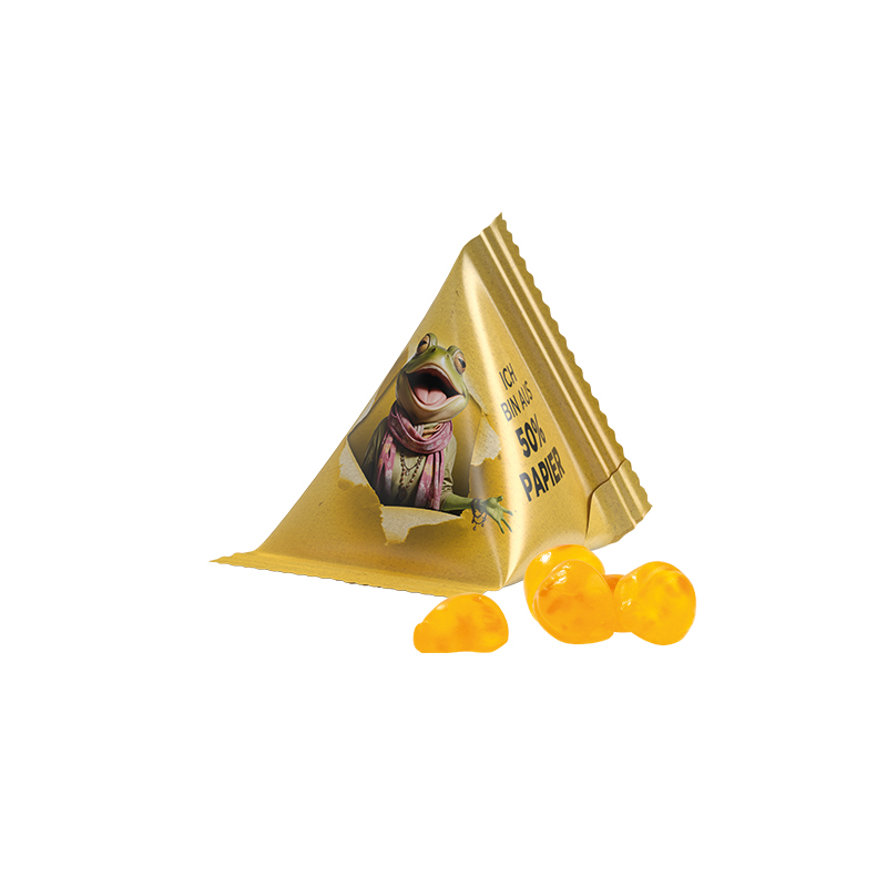 Fruchtgummi Tetraeder Papierfolie weiß Trolli Vitamin Fruchtgummi