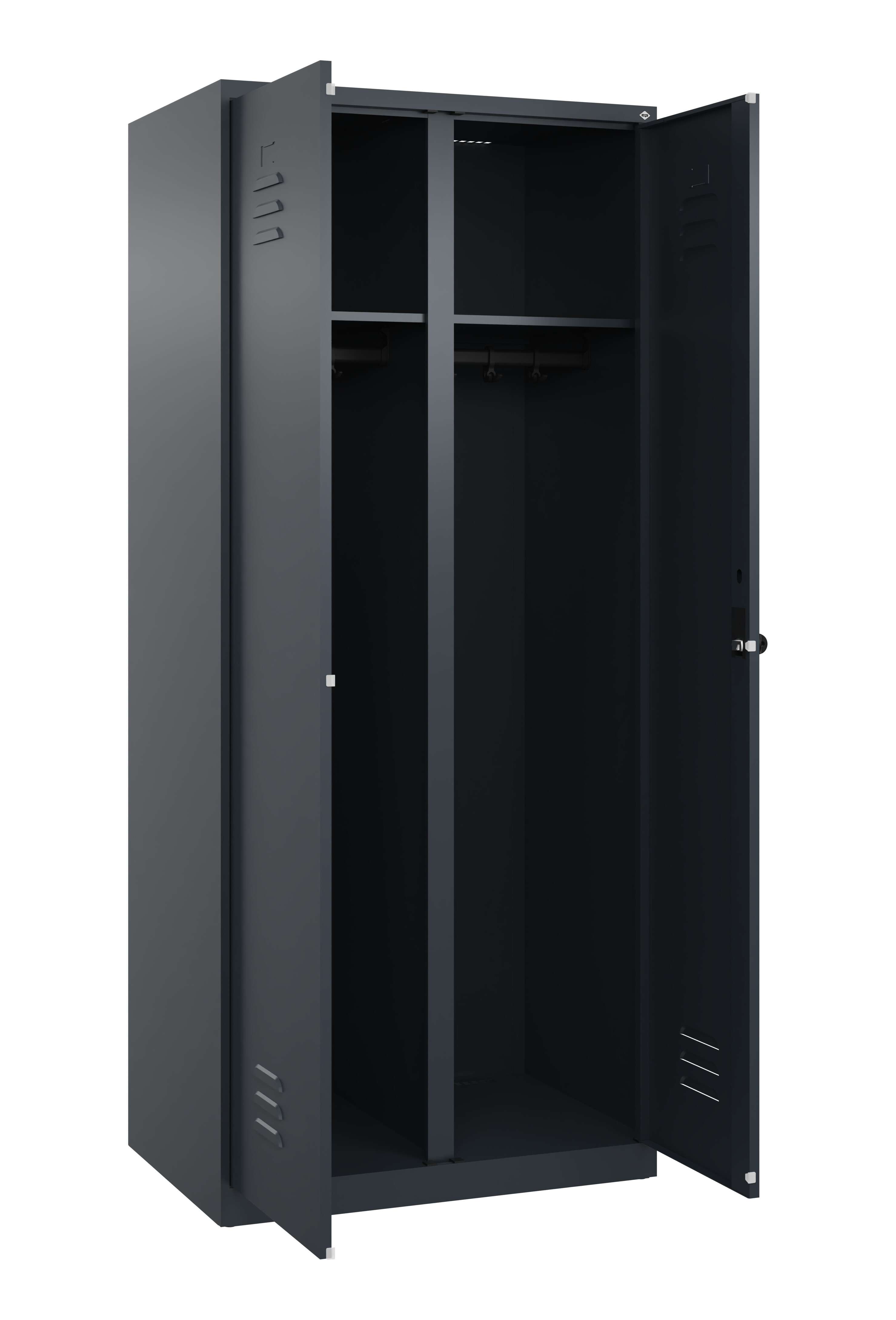 Schwarz-Weiß-Spind Classic Plus, 2 Abteile, 1850x800x500mm Schwarz-Weiß-Spind Classic Plus, 2 Abteile, 1850x800x500mm