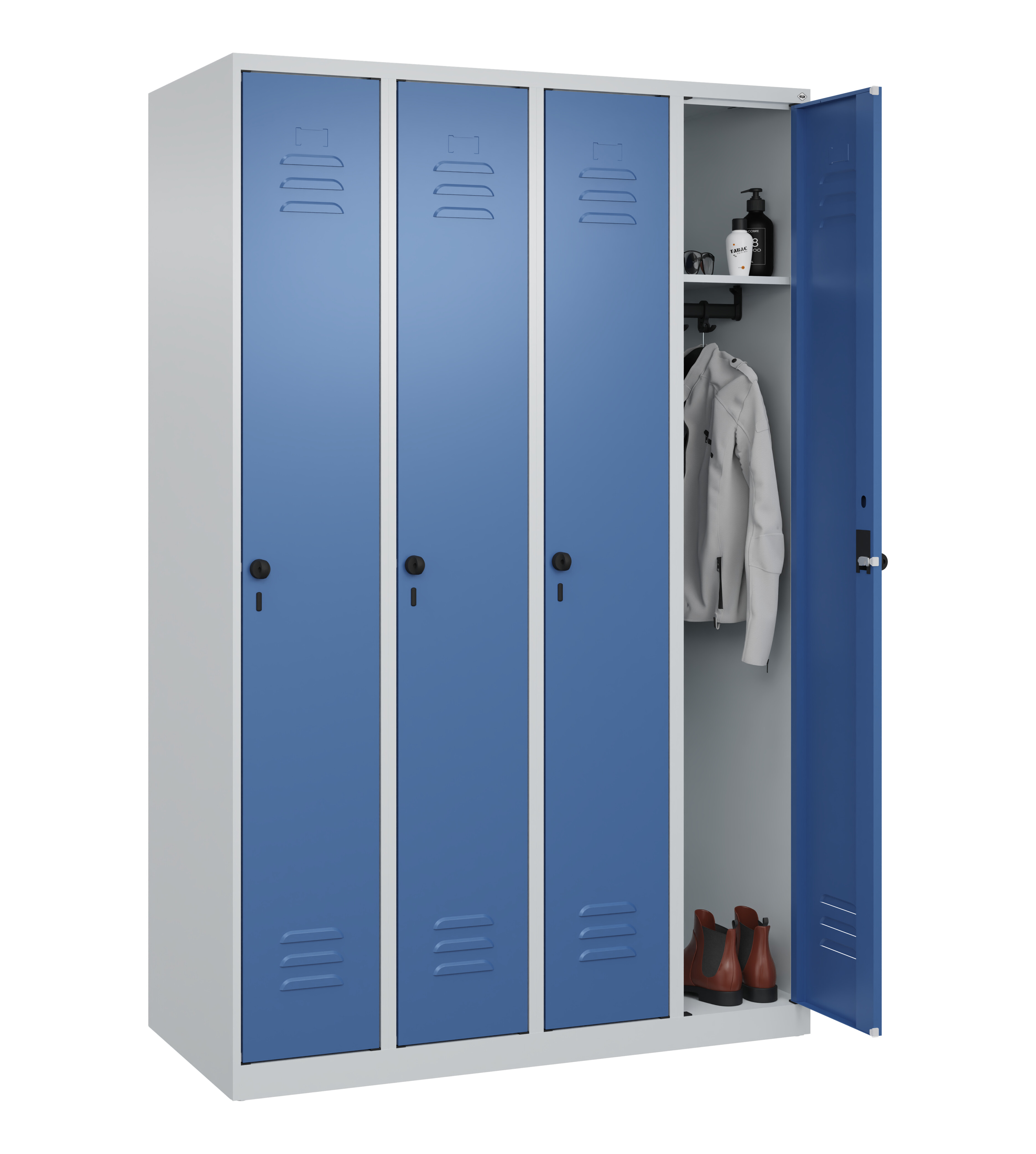 Spind Classic Plus, 4 Abteile, 1850x1200x500mm Spind Classic Plus, 4 Abteile, 1850x1200x500mm