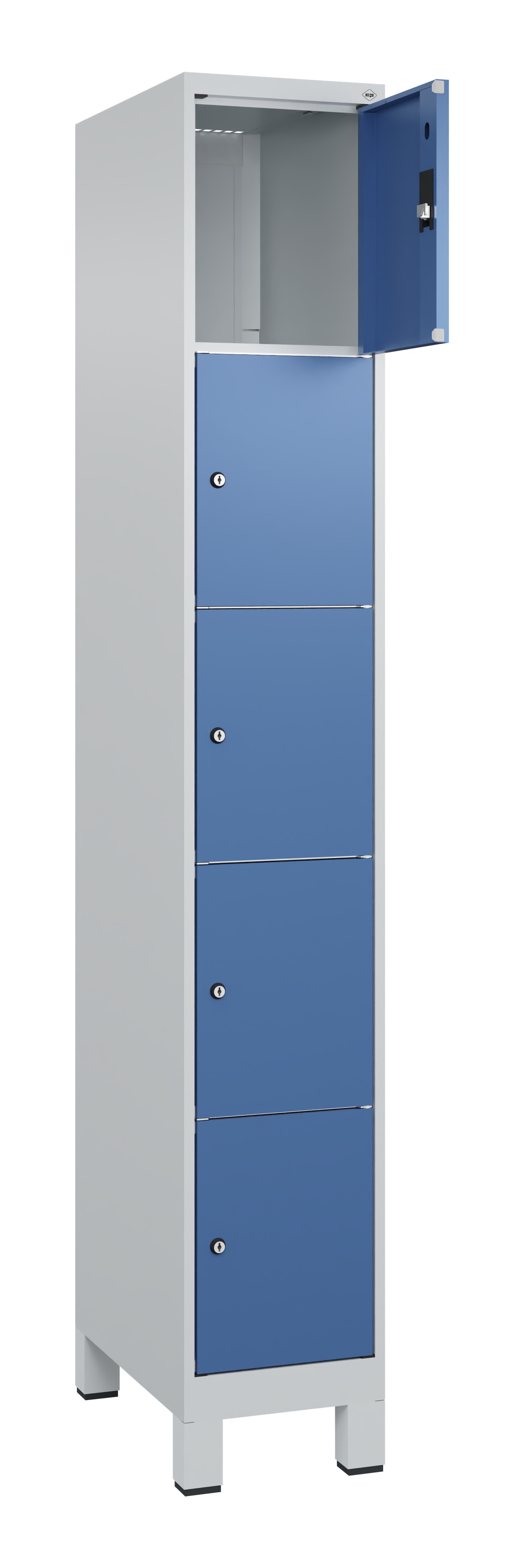 Schließfachschrank Classic Plus, Füße, 5 Fächer, 1950x300x500mm