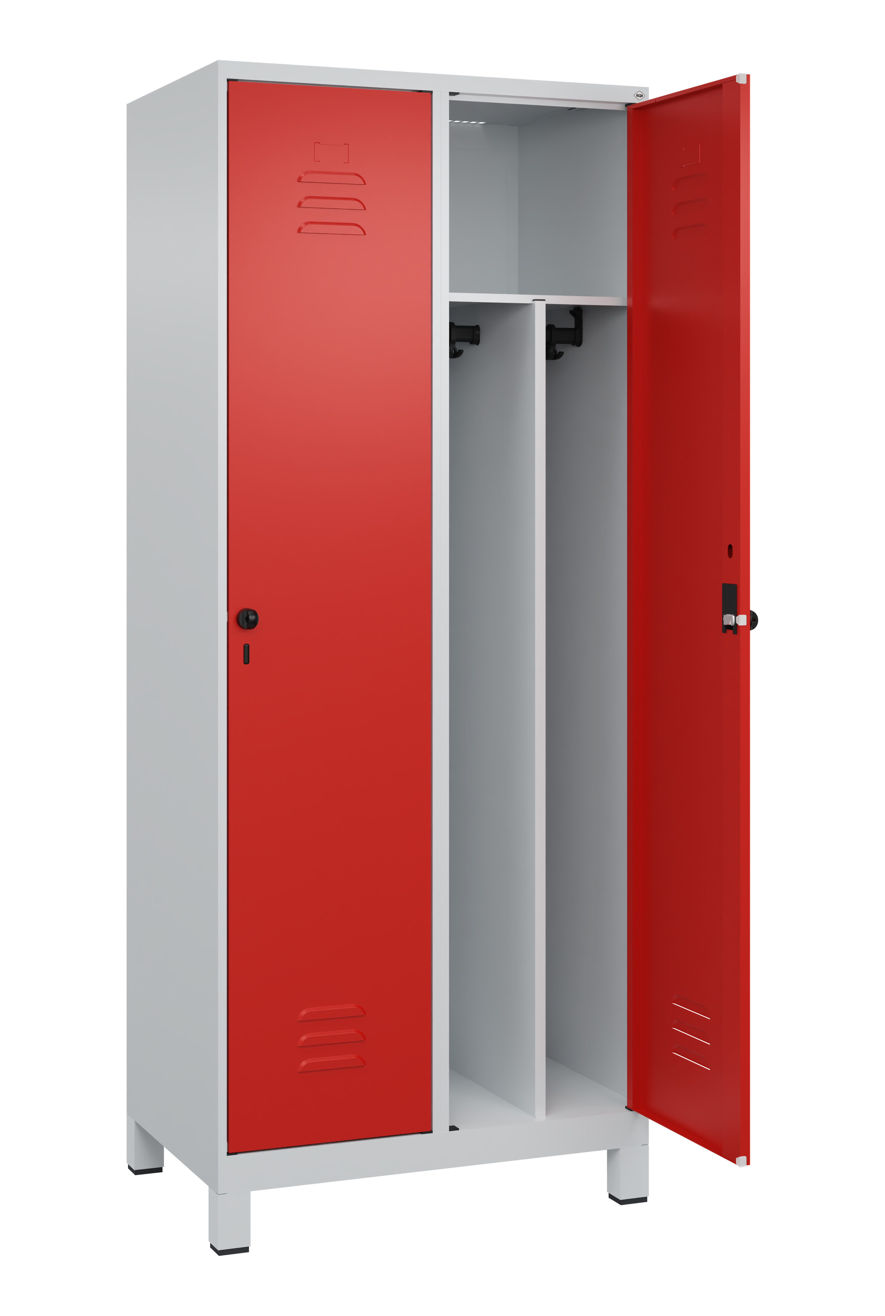 Spind Classic Plus, Füße, 2 Abteile, 1950x800x500mm