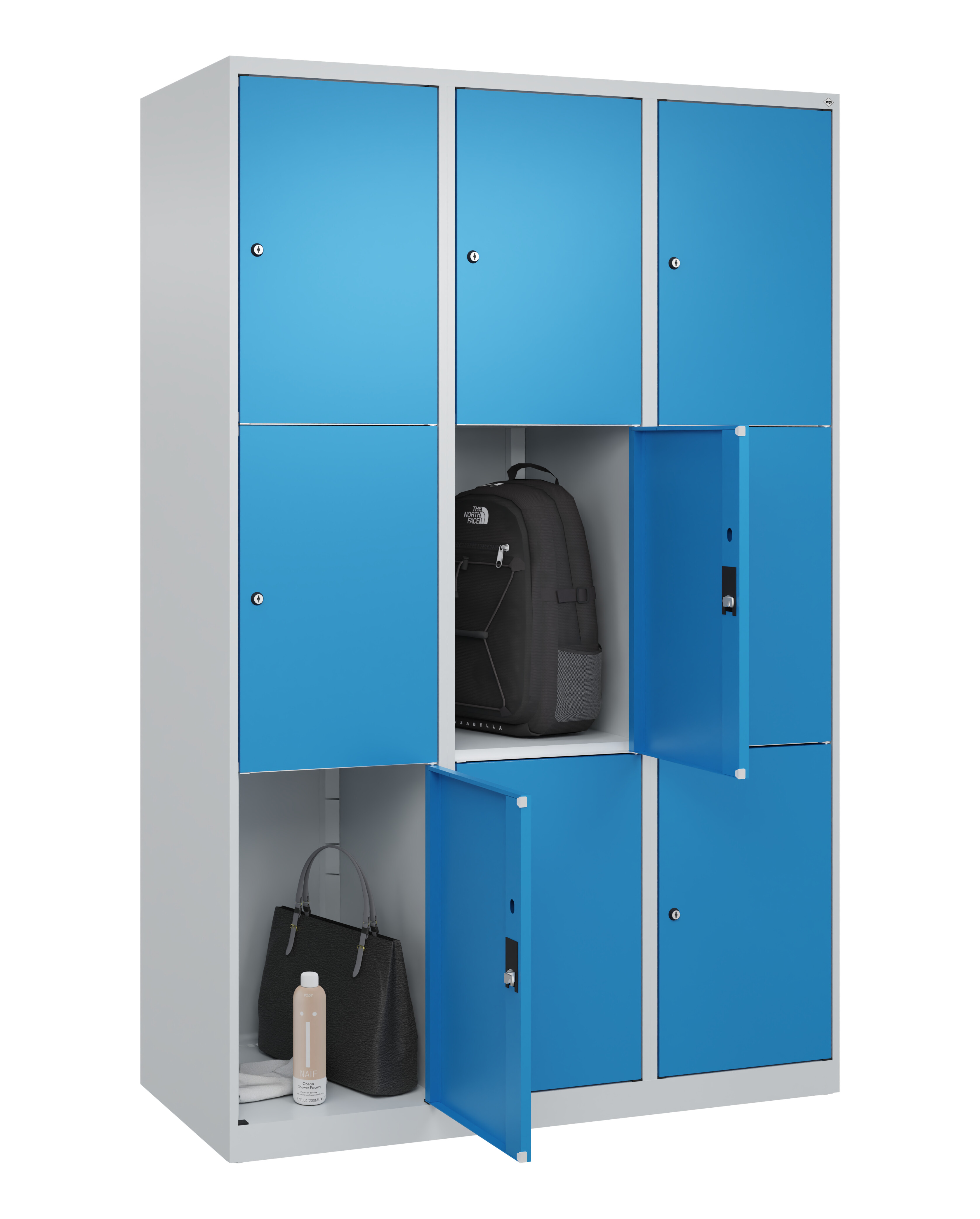 Schließfachschrank Classic Plus, 9 Fächer, 1850x1200x500mm Schließfachschrank Classic Plus, 9 Fächer, 1850x1200x500mm