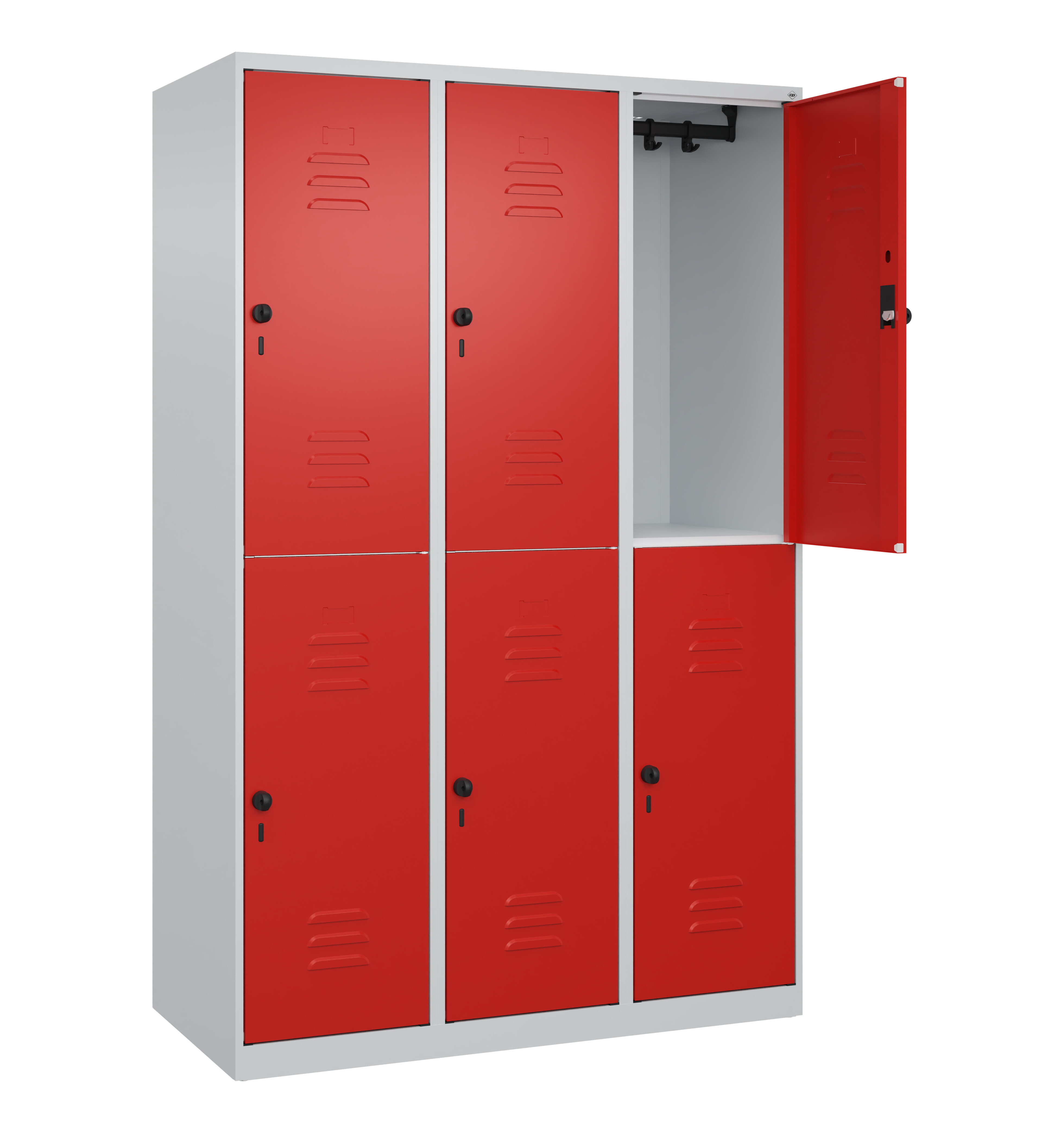 Doppelstock-Spind Classic Plus, 6 Fächer, 1850x1200x500mm Doppelstock-Spind Classic Plus, 6 Fächer, 1850x1200x500mm