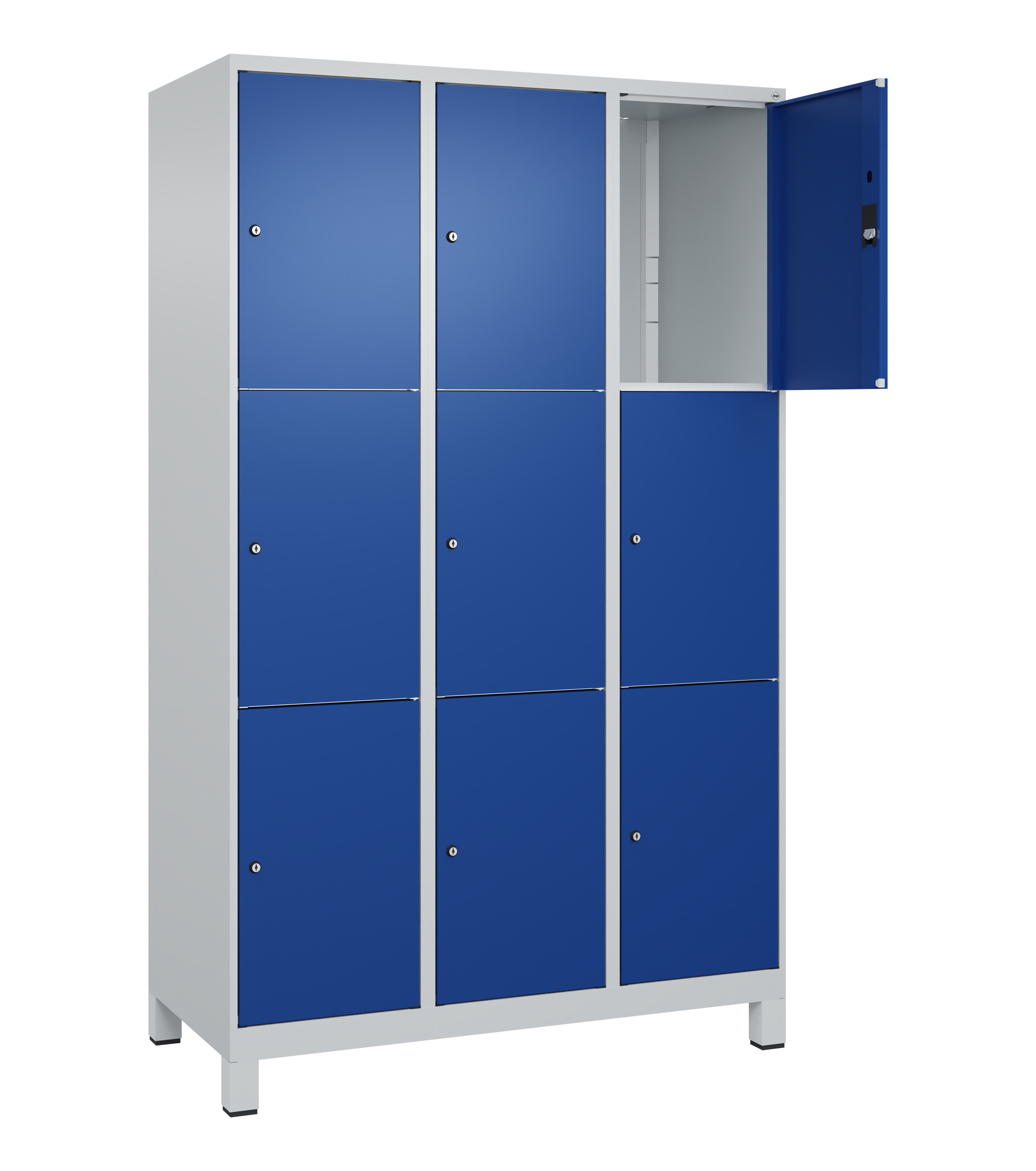Schließfachschrank Classic Plus, Füße, 9 Fächer, 1950x1200x500mm