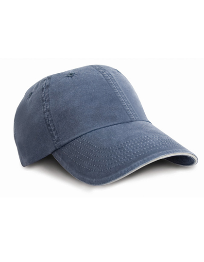 Result Headwear Washed Fine Line Cotton Cap With Sandwich Peak Result Headwear Washed Fine Line Cotton Cap With Sandwich Peak
