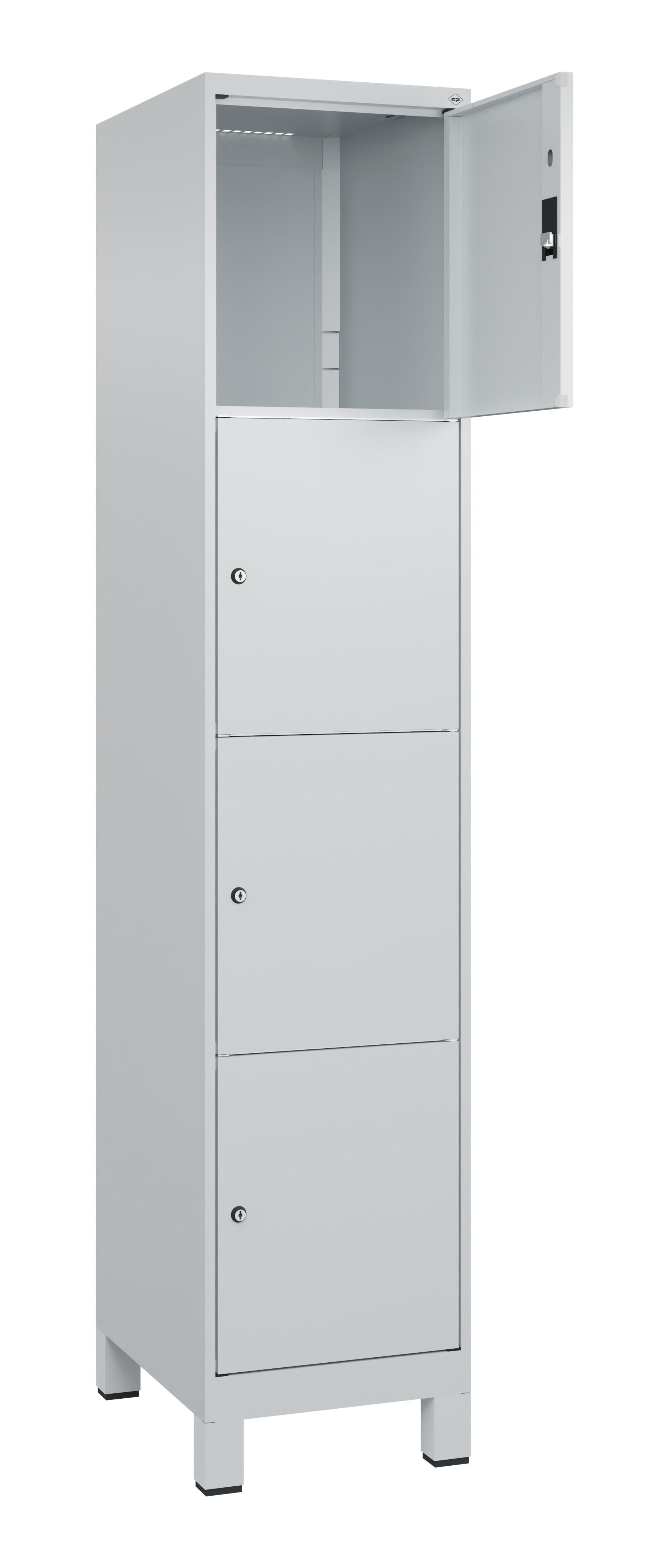 Schließfachschrank Classic Plus, Füße, 4 Fächer, 1950x400x500mm