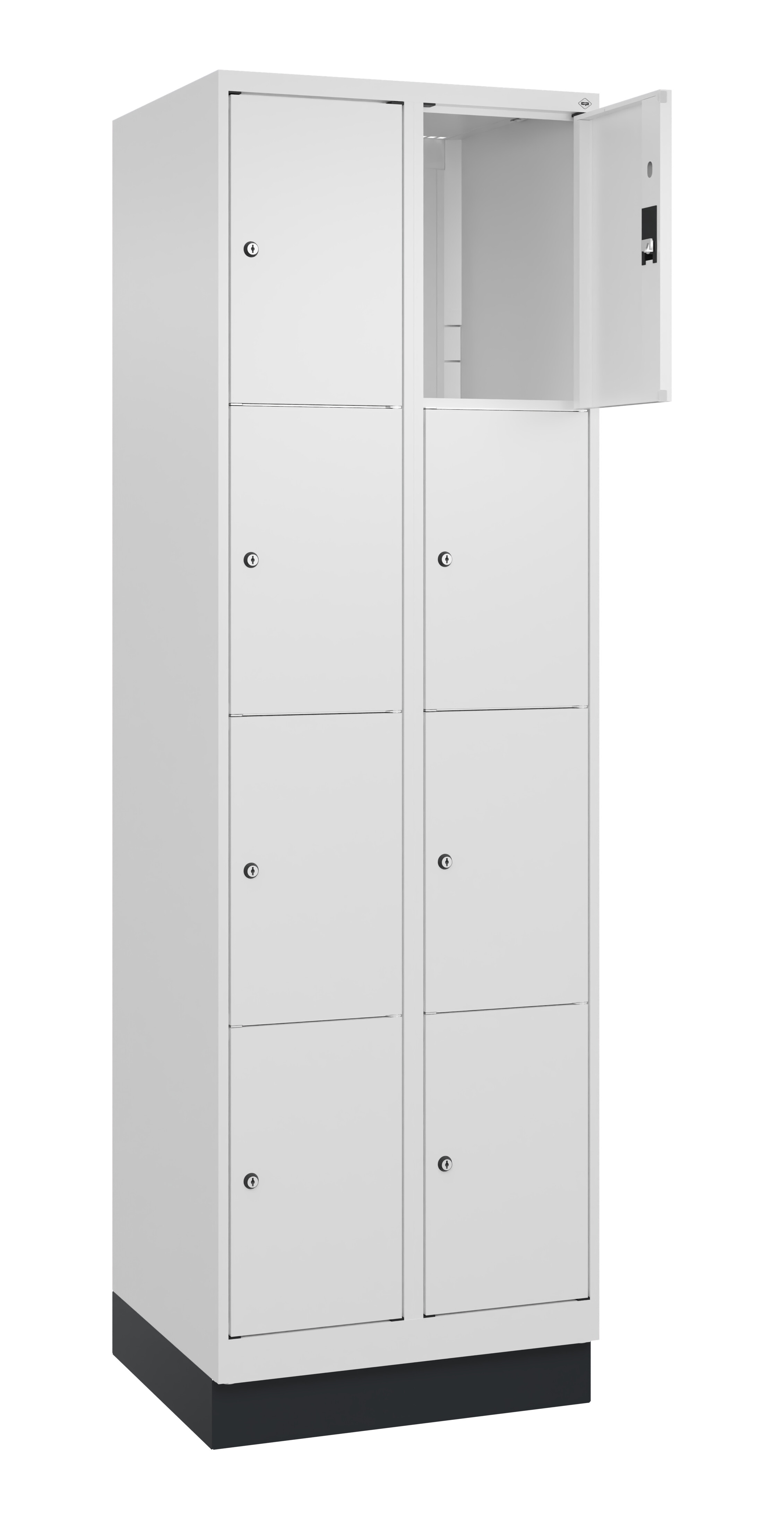 Schließfachschrank Classic Plus, Sockel, 8 Fächer, 1950x600x500mm Schließfachschrank Classic Plus, Sockel, 8 Fächer, 1950x600x500mm