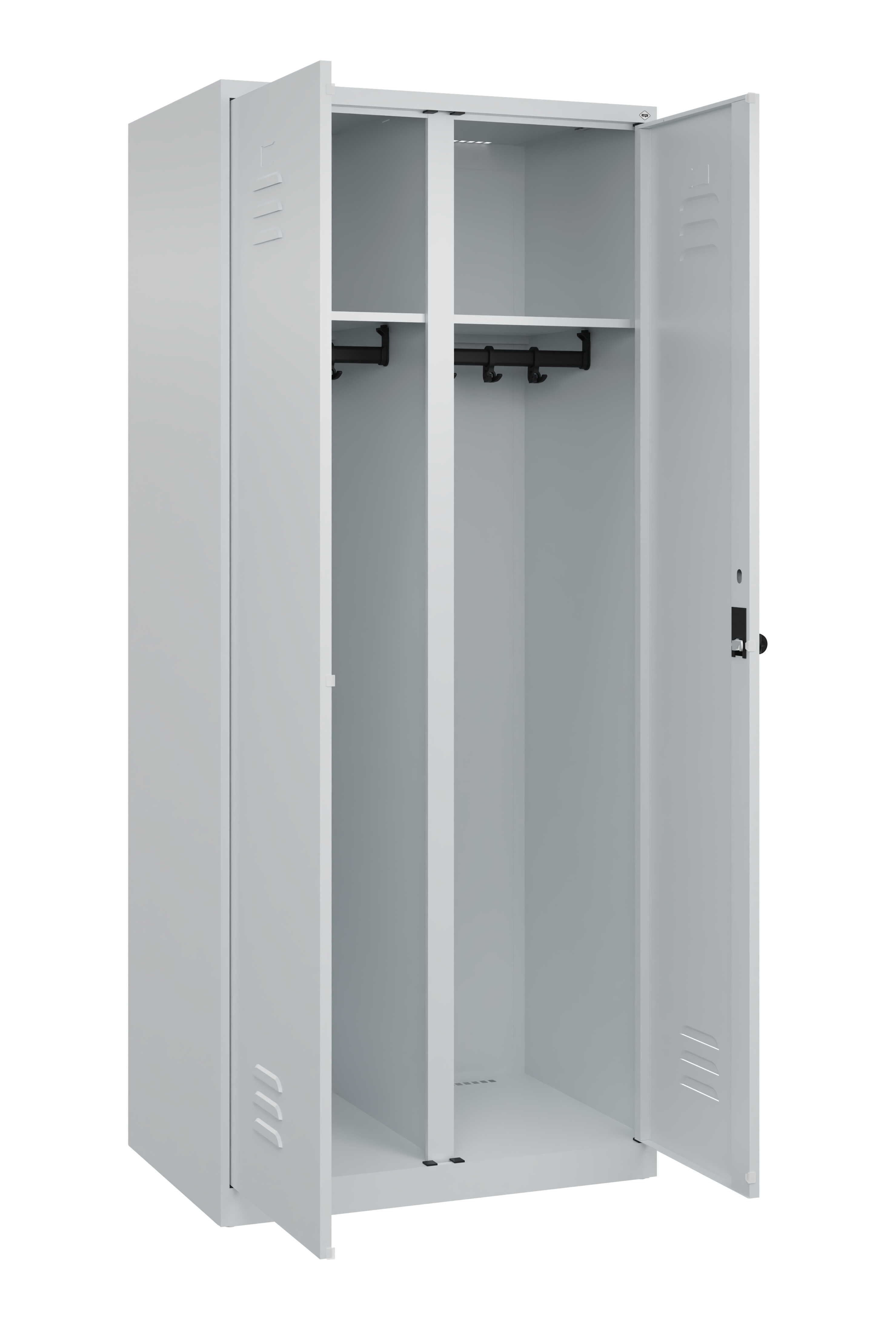 Schwarz-Weiß-Spind Classic Plus, 2 Abteile, 1850x800x500mm