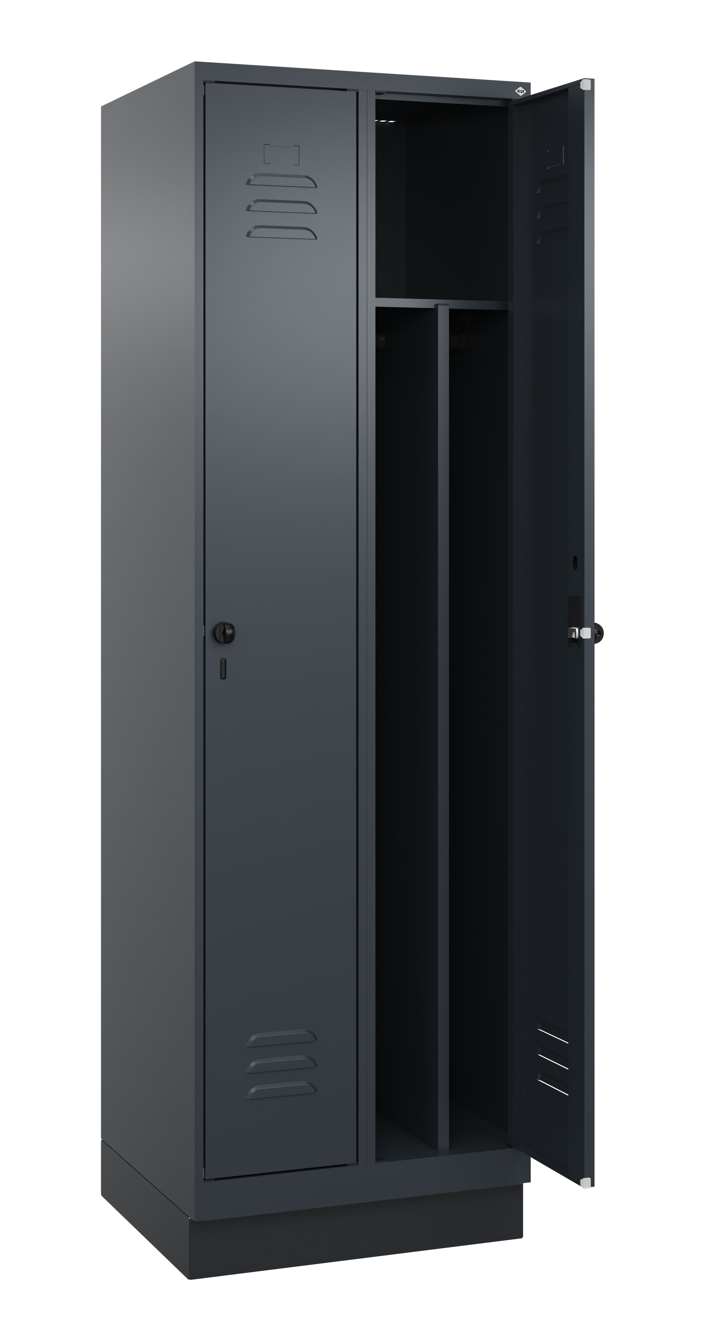 Spind Classic Plus, Sockel, 2 Abteile, 1950x600x500mm Spind Classic Plus, Sockel, 2 Abteile, 1950x600x500mm