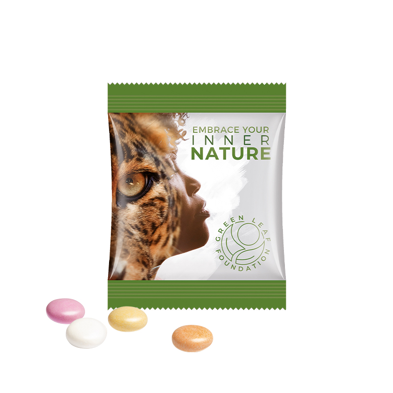Minitüte 8 g Folie weiß Mentos Kaudragee Fruit
