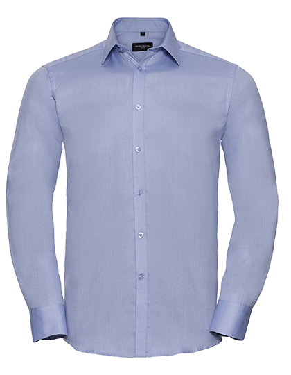 Russell Collection Men´s Long Sleeve Tailored Herringbone Shirt