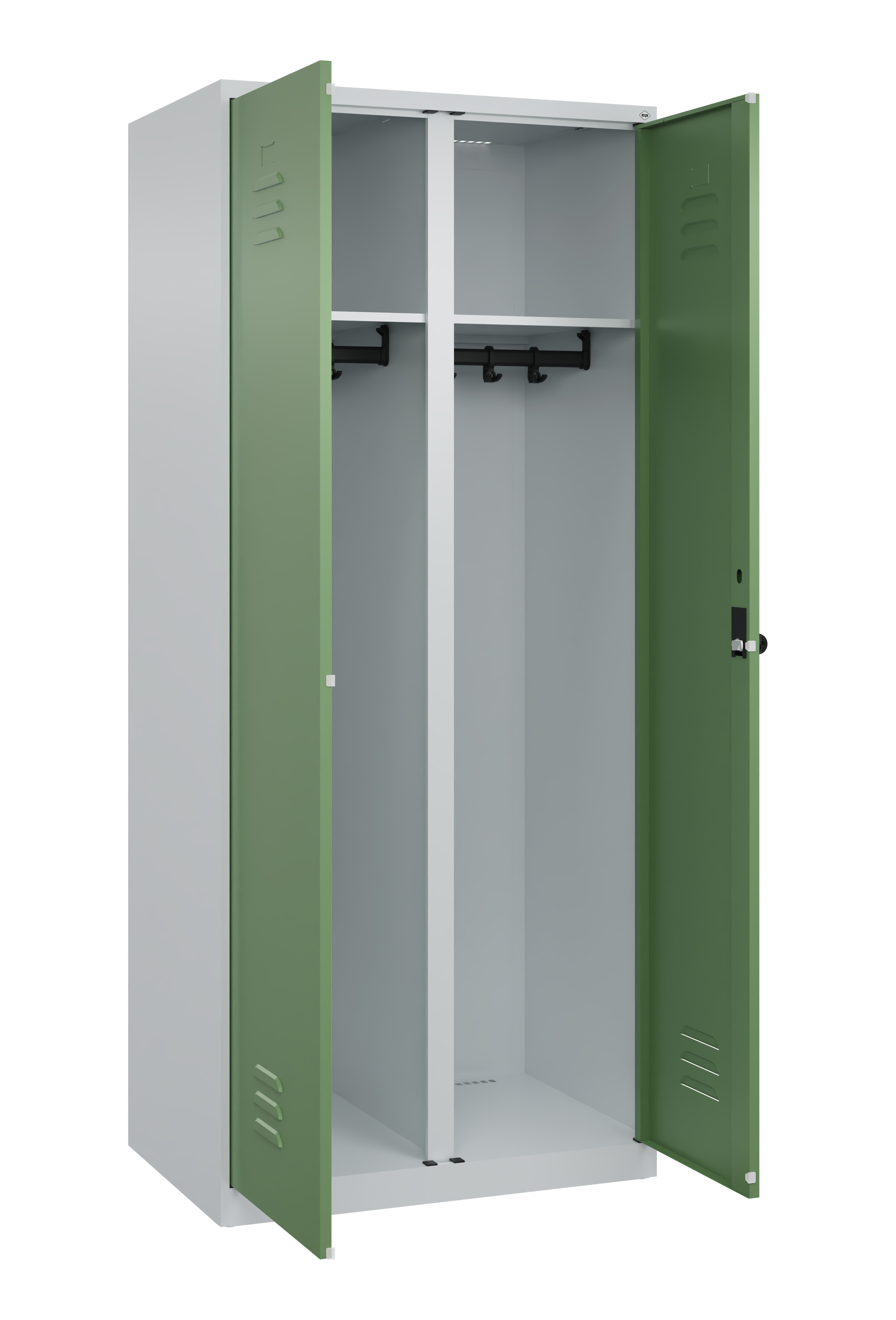 Schwarz-Weiß-Spind Classic Plus, 2 Abteile, 1850x800x500mm Schwarz-Weiß-Spind Classic Plus, 2 Abteile, 1850x800x500mm