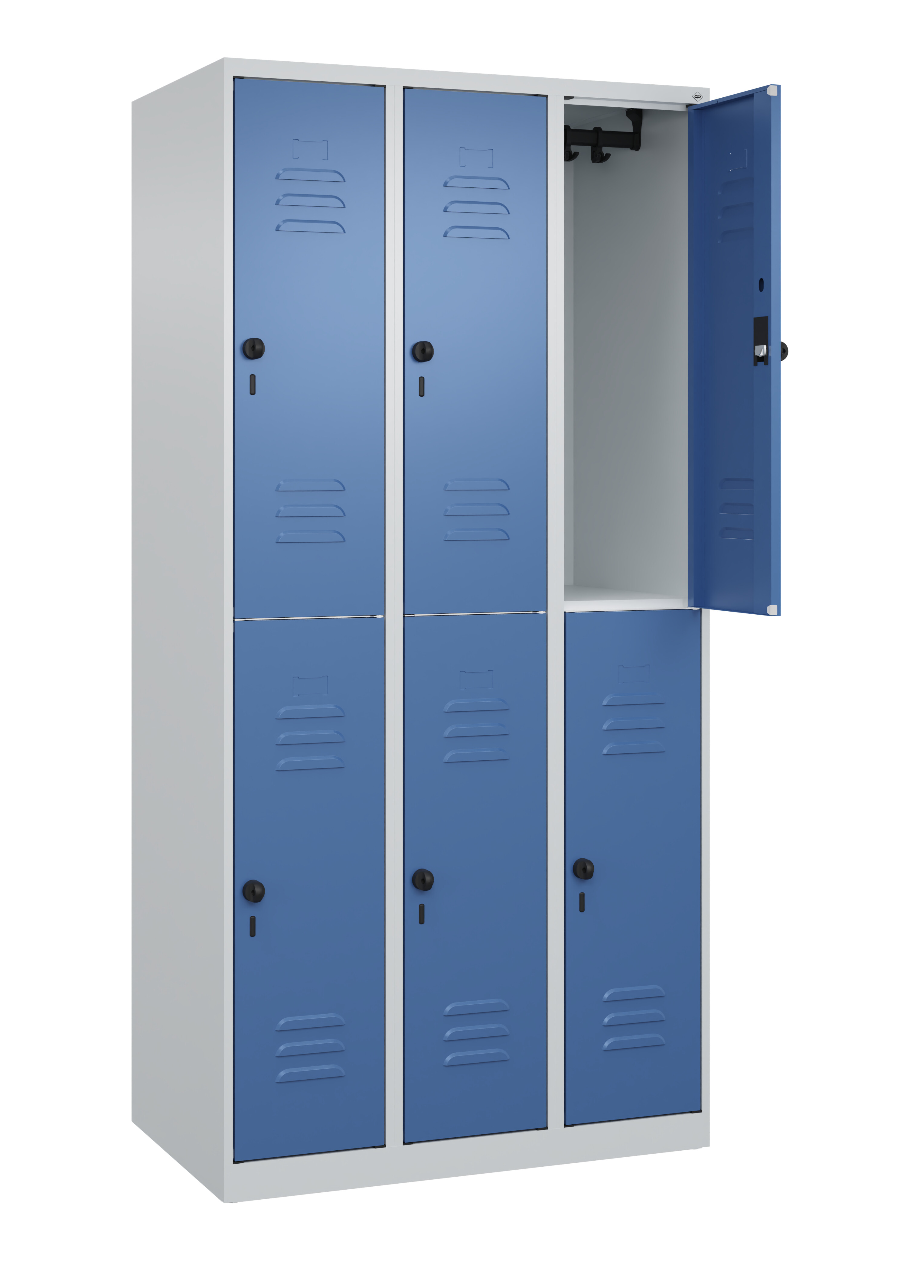 Doppelstock-Spind Classic Plus, 6 Fächer, 1850x900x500mm