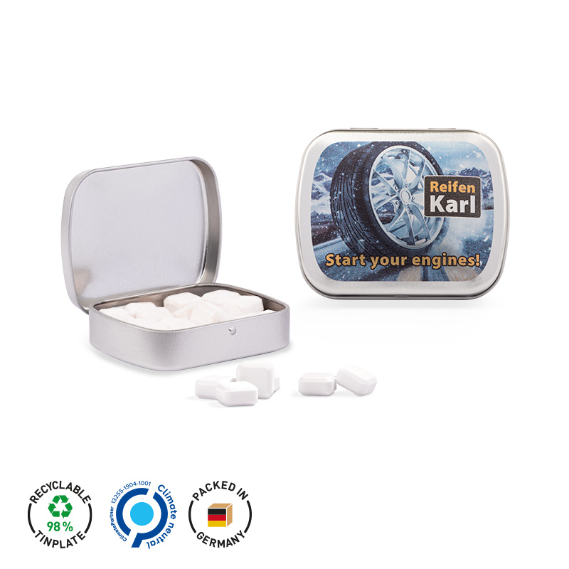 Klappdose silber-blank Traubenzuckerquadrate