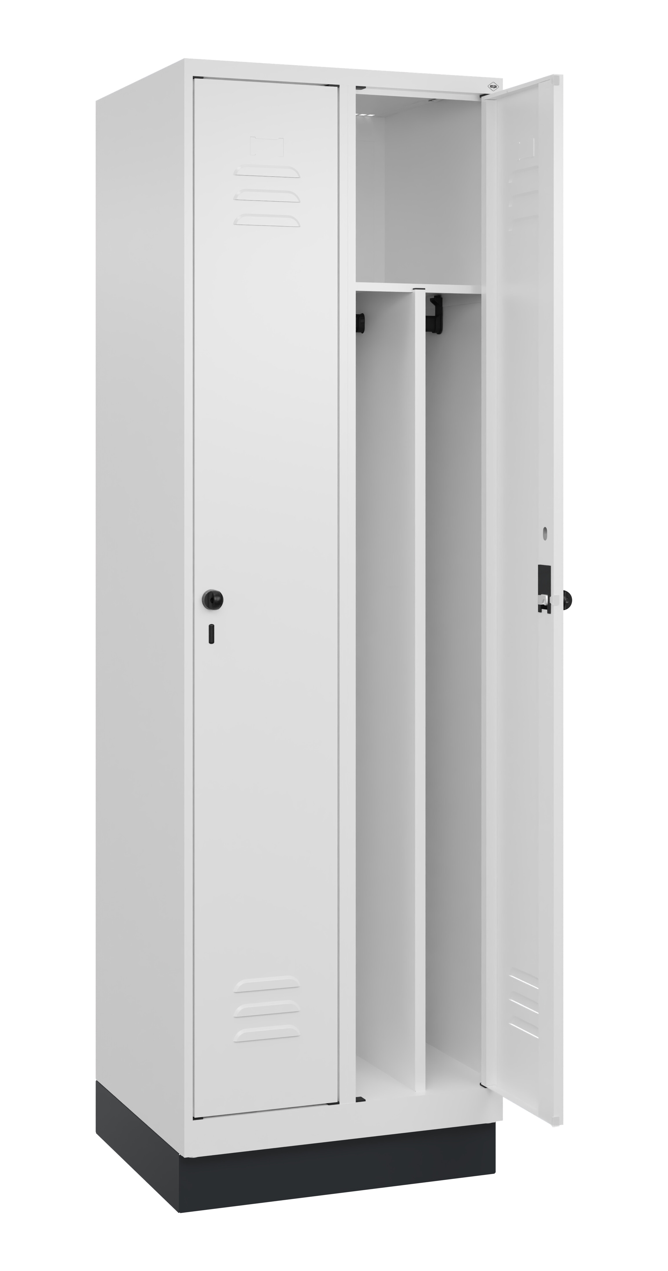 Spind Classic Plus, Sockel, 2 Abteile, 1950x600x500mm Spind Classic Plus, Sockel, 2 Abteile, 1950x600x500mm