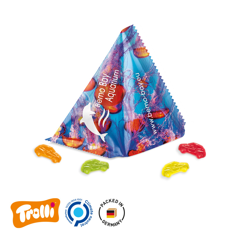 Fruchtgummi Tetraeder Folie weiß Trolli Fruchtgummi Autos