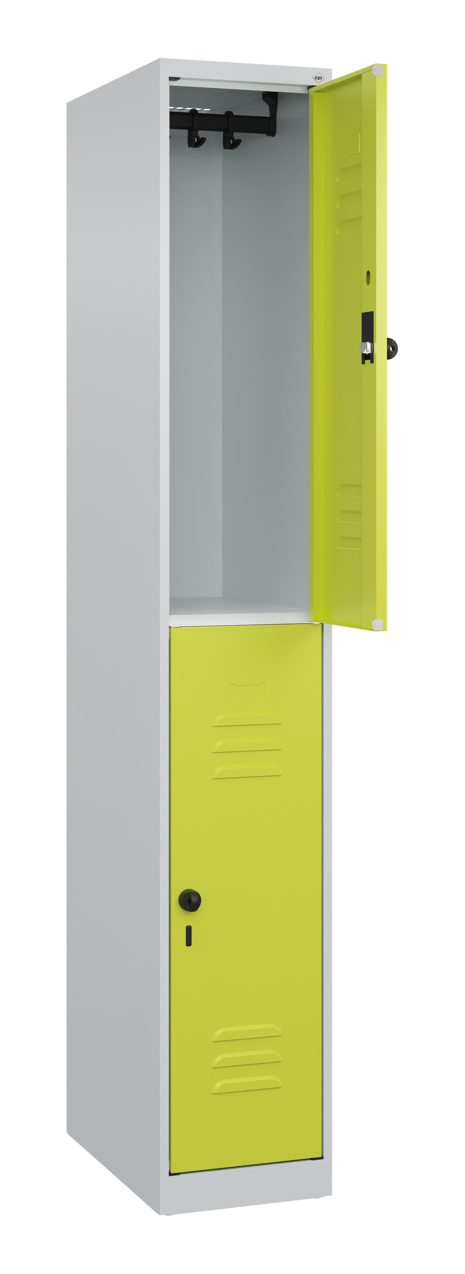 Doppelstock-Spind Classic Plus, 2 Fächer, 1850x300x500mm