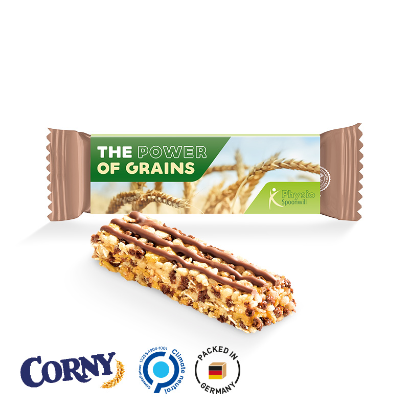 Corny Müsliriegel in Werbeschuber free Schoko