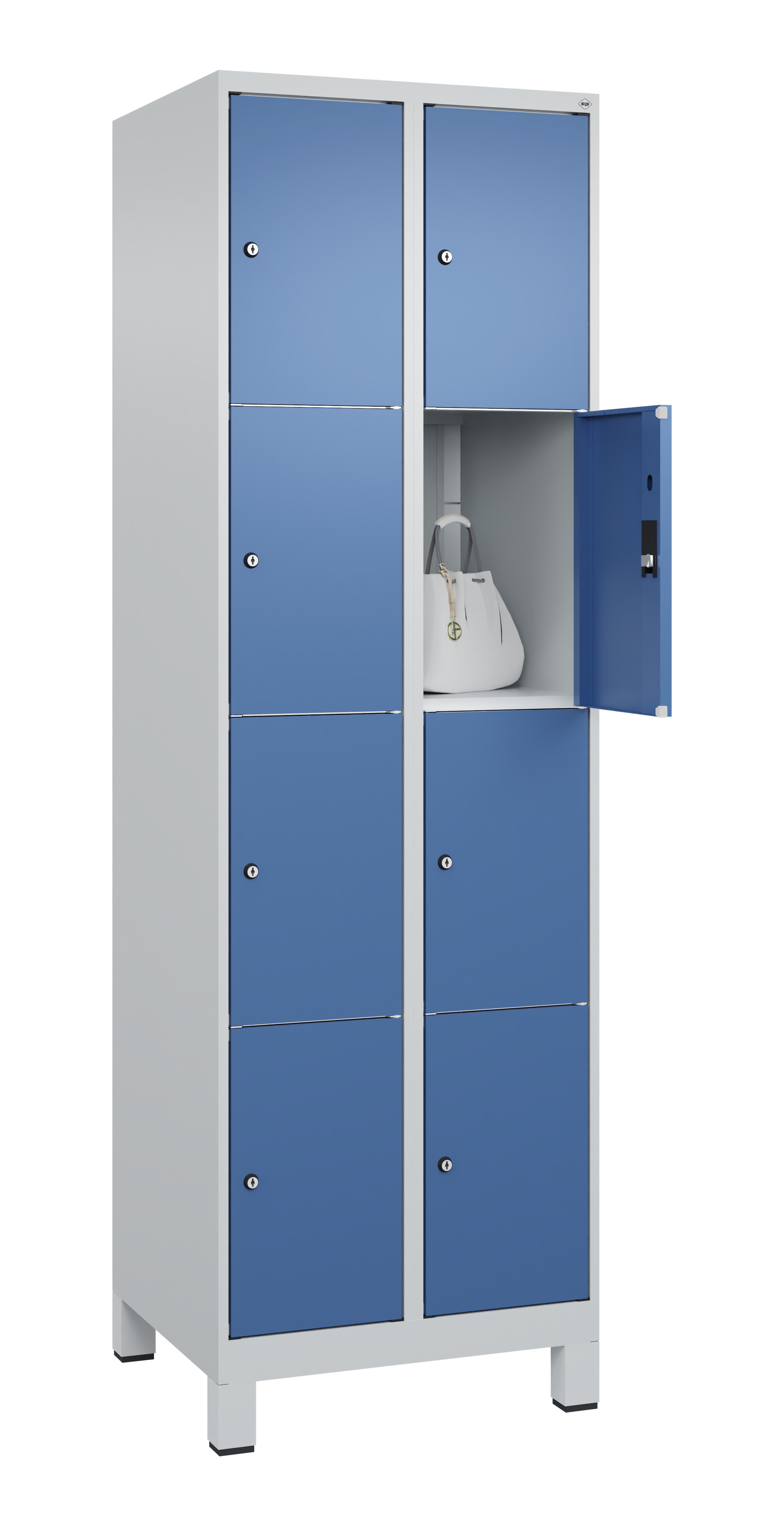 Schließfachschrank Classic Plus, Füße, 8 Fächer, 1950x600x500mm